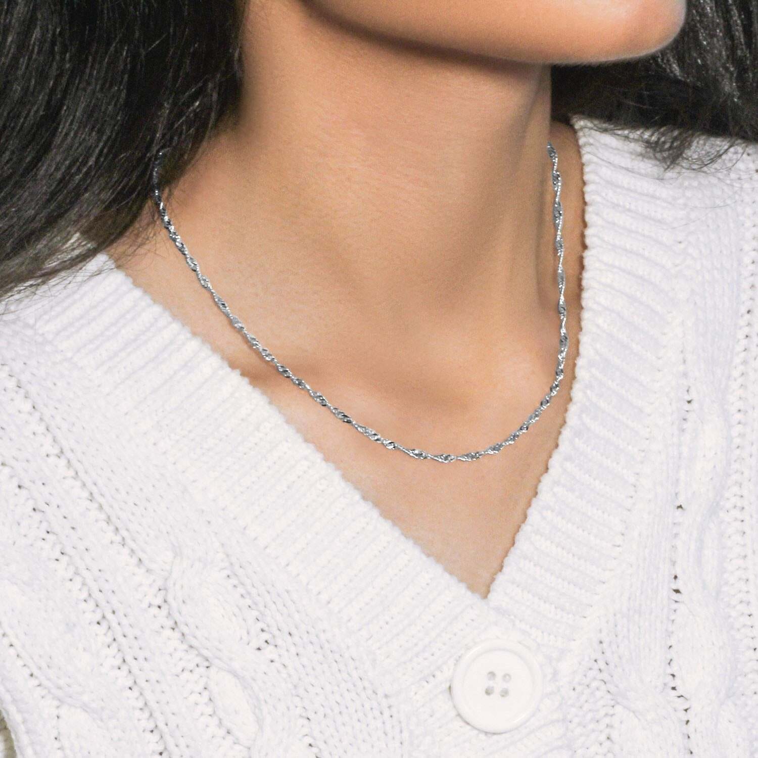 14k White Gold Singapore Chain (2.10 mm) - Image 6