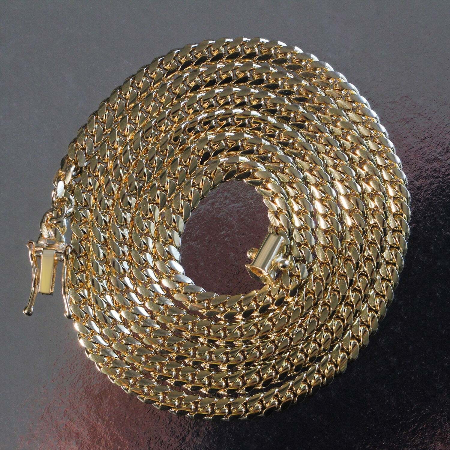 3.9mm 10k Yellow Gold Classic Miami Cuban Solid Chain - Image 3