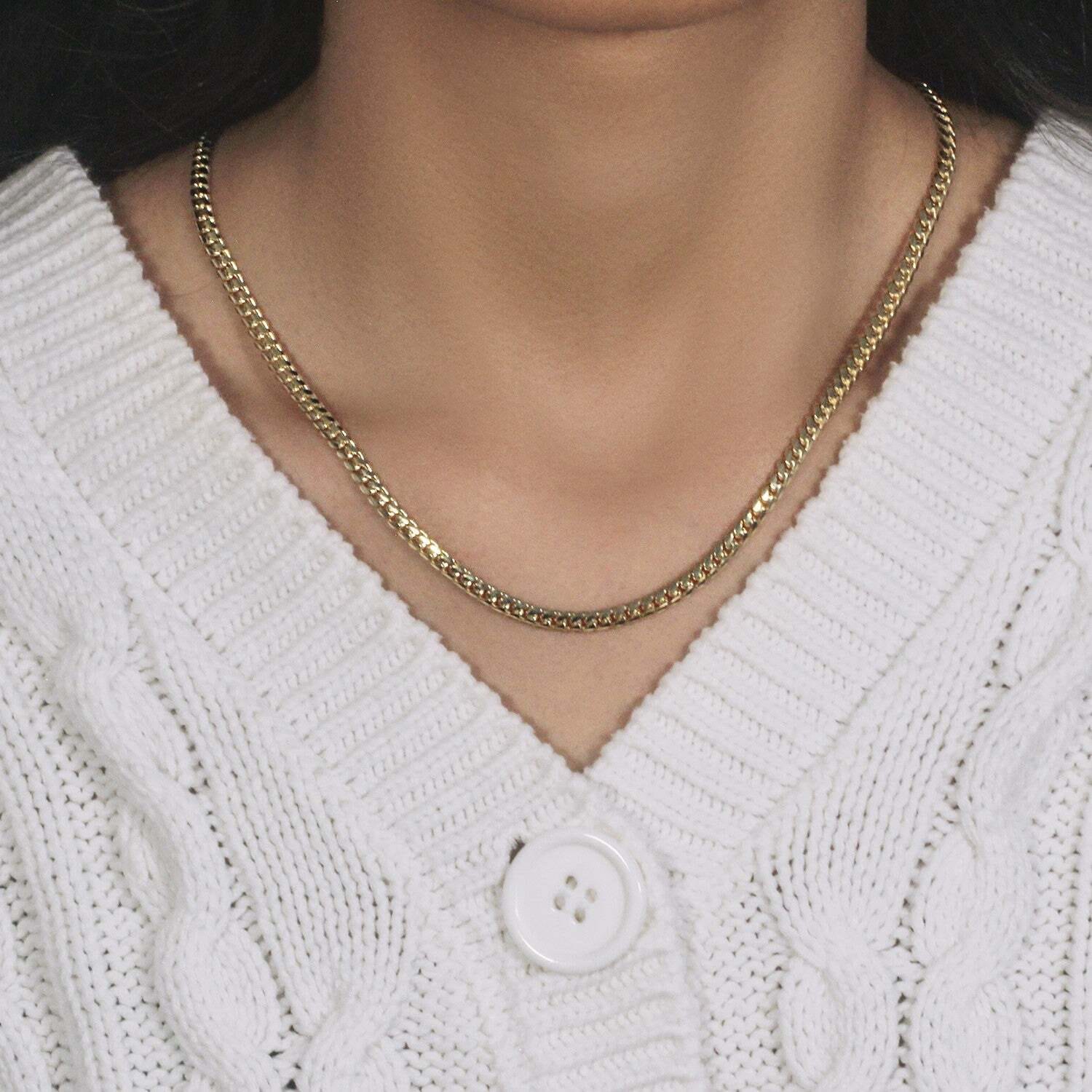 3.9mm 10k Yellow Gold Classic Miami Cuban Solid Chain - Image 7