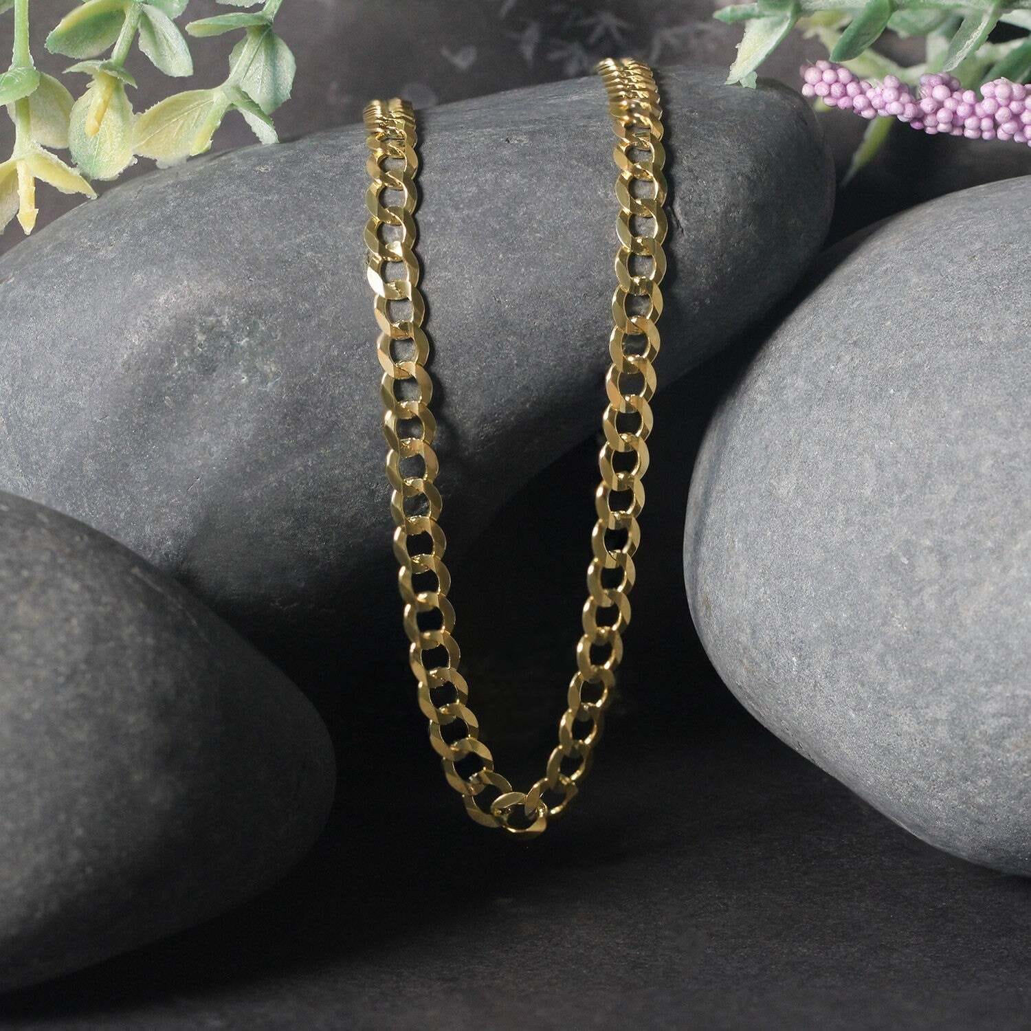 14k Yellow Gold Solid Curb Chain (4.70 mm) - Image 2