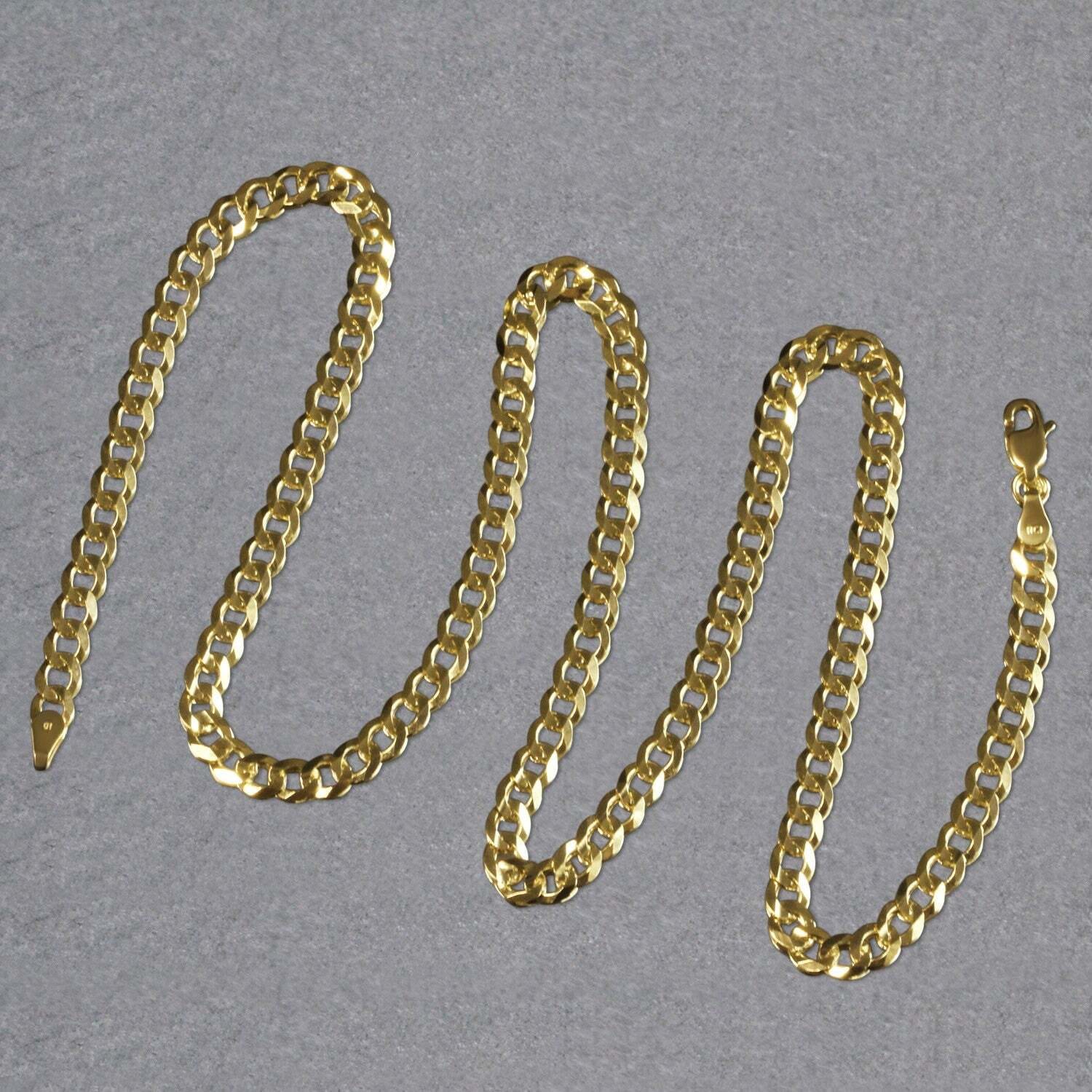 14k Yellow Gold Solid Curb Chain (4.70 mm) - Image 3