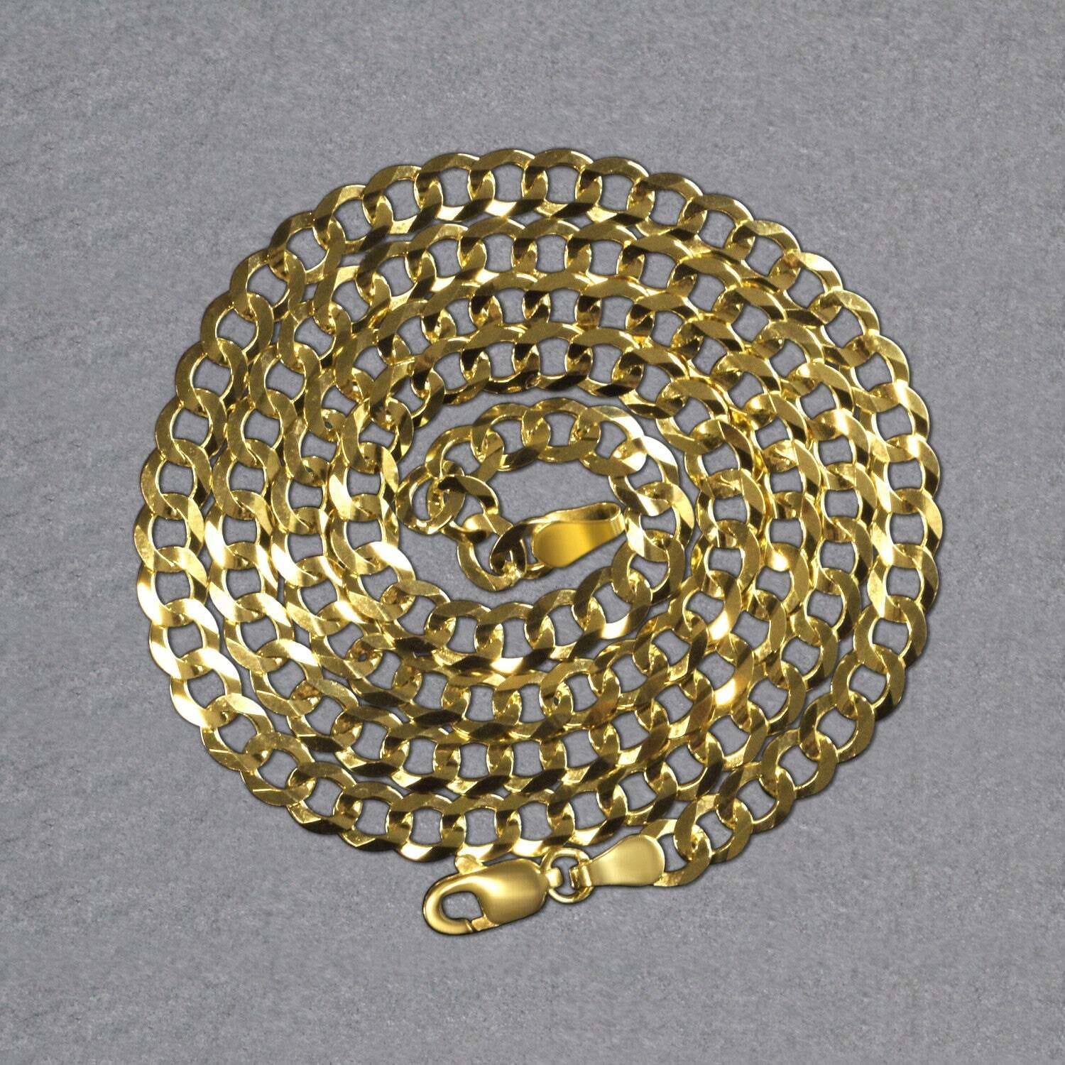 14k Yellow Gold Solid Curb Chain (4.70 mm) - Image 4
