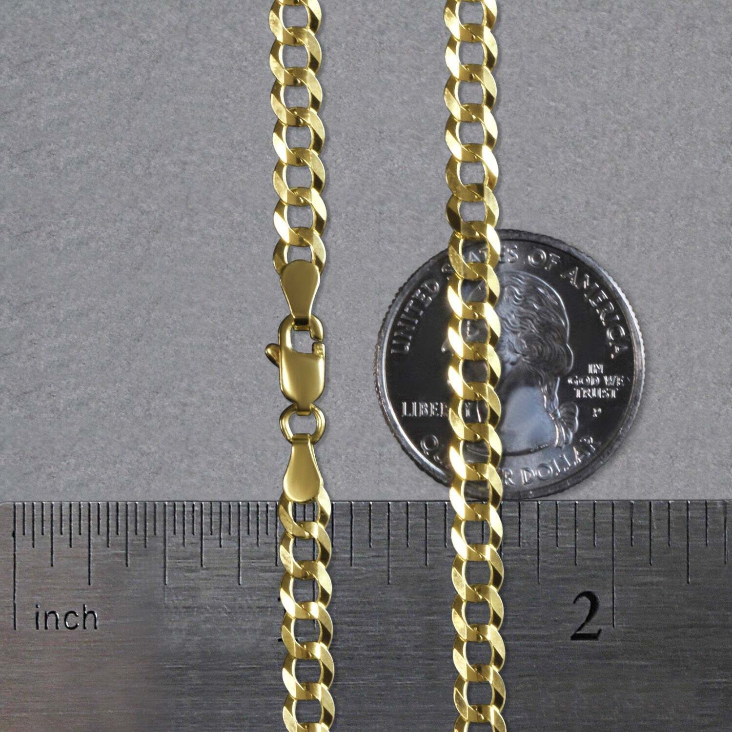14k Yellow Gold Solid Curb Chain (4.70 mm) - Image 5