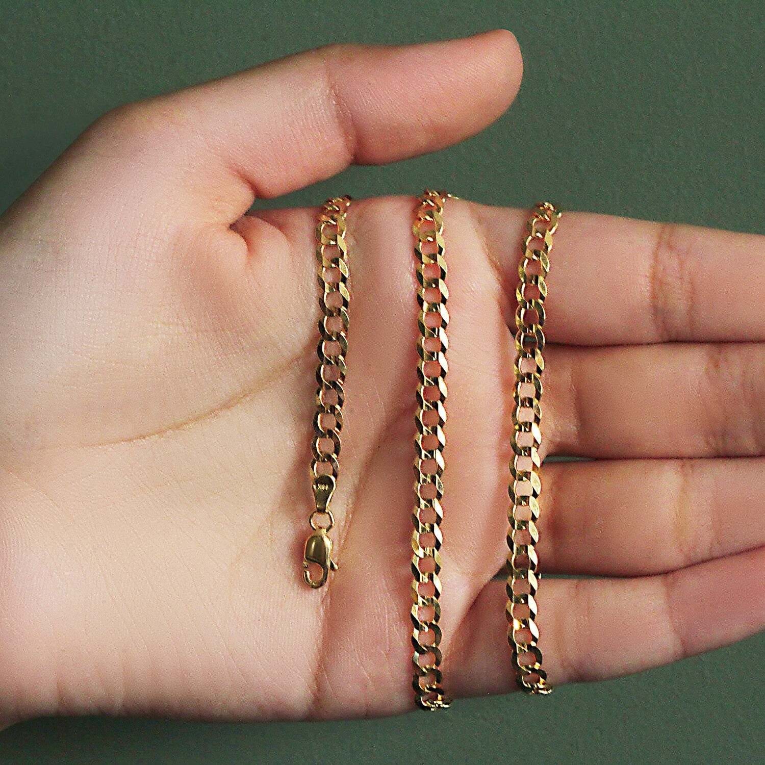 14k Yellow Gold Solid Curb Chain (4.70 mm) - Image 6