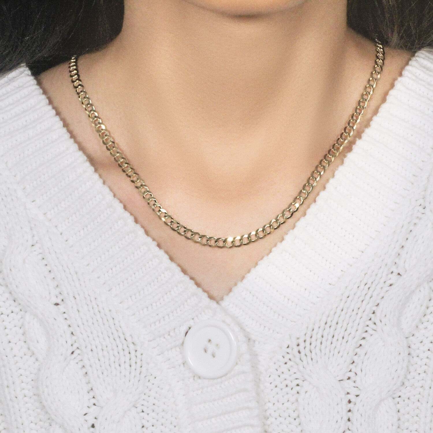 14k Yellow Gold Solid Curb Chain (4.70 mm) - Image 7