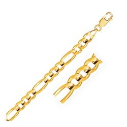 Category: Dropship Jewelry, SKU #47902-8.5, Title: Size: 8.5'' - 7.0mm 14k Yellow Gold Solid Figaro Bracelet