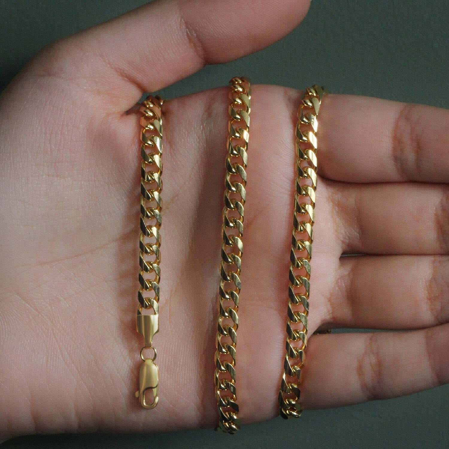 14k Yellow Gold Solid Miami Cuban Chain (5.00 mm) - Image 2