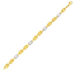 Category: Dropship Jewelry, SKU #48635-8.5, Title: Size: 8.5'' - Mariner Motif Link Bracelet in 14k Two-Tone Gold