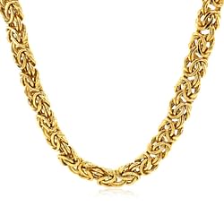 Category: Dropship Jewelry, SKU #48776-18, Title: Size: 18'' - 14k Yellow Gold Byzantine Motif Chain Necklace