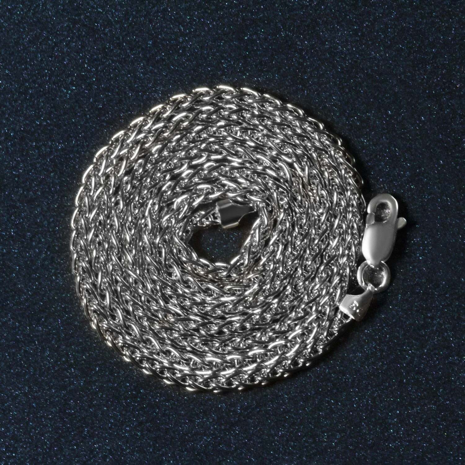 14k White Gold Round Wheat Chain (2.1 mm) - Image 2