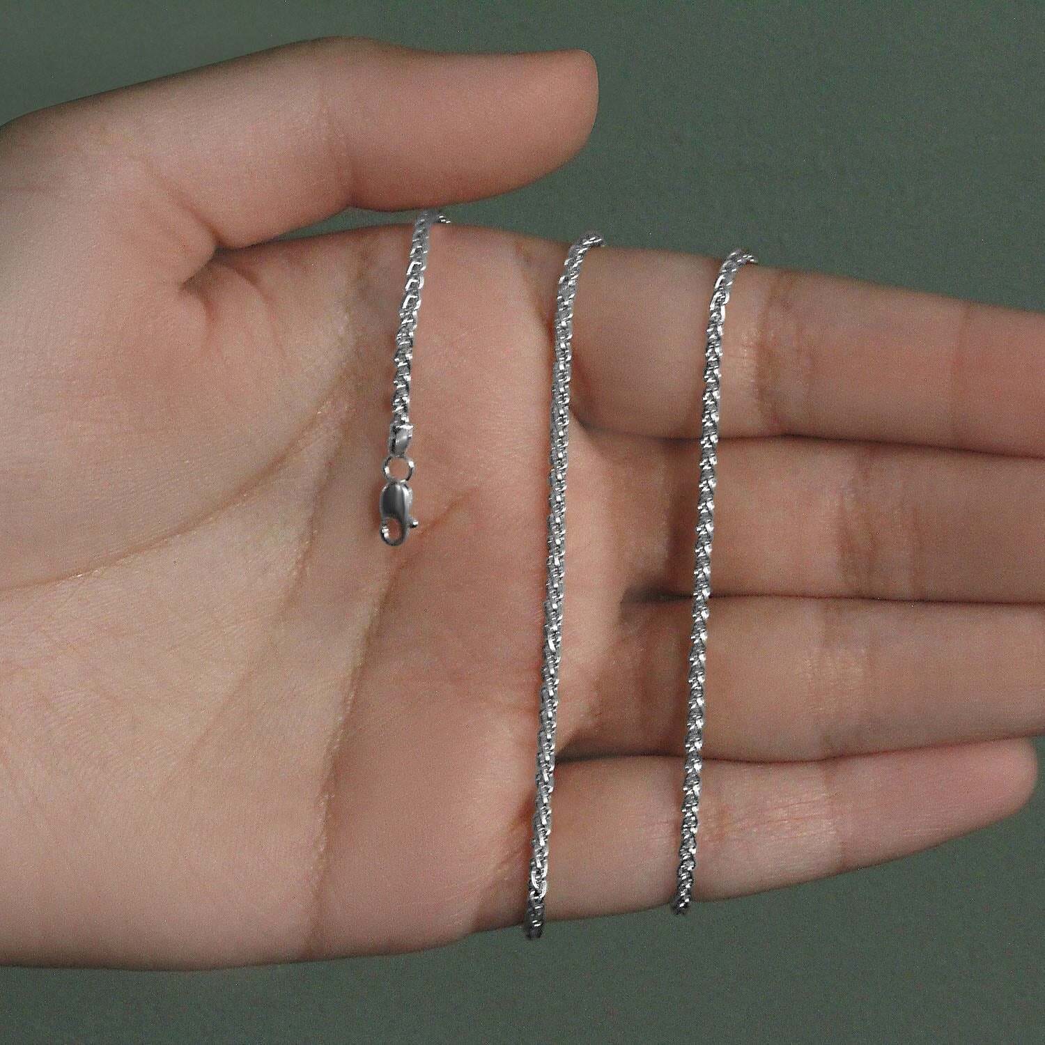 14k White Gold Round Wheat Chain (2.1 mm) - Image 4