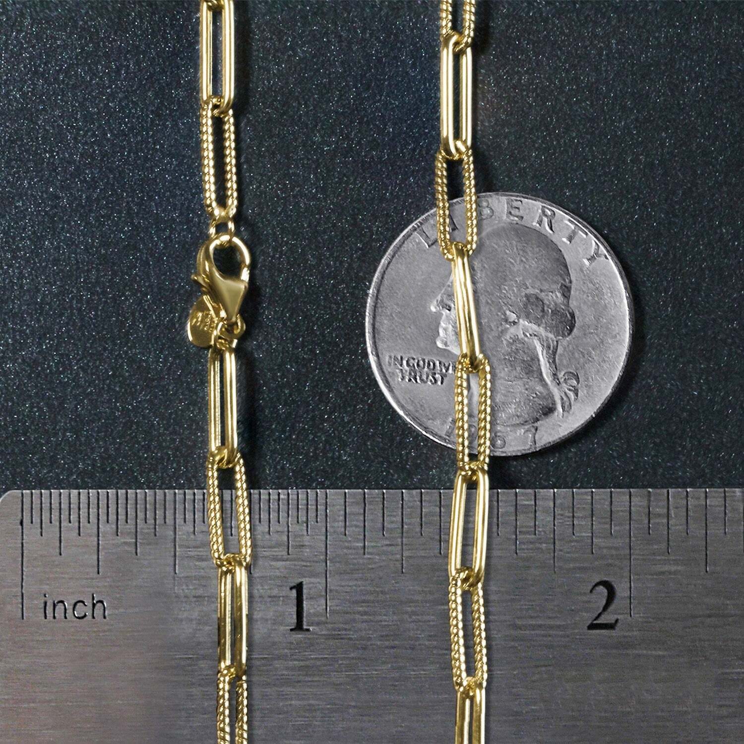 14k Yellow Gold Textured Paperclip Chain (3.5 mm) - Image 4