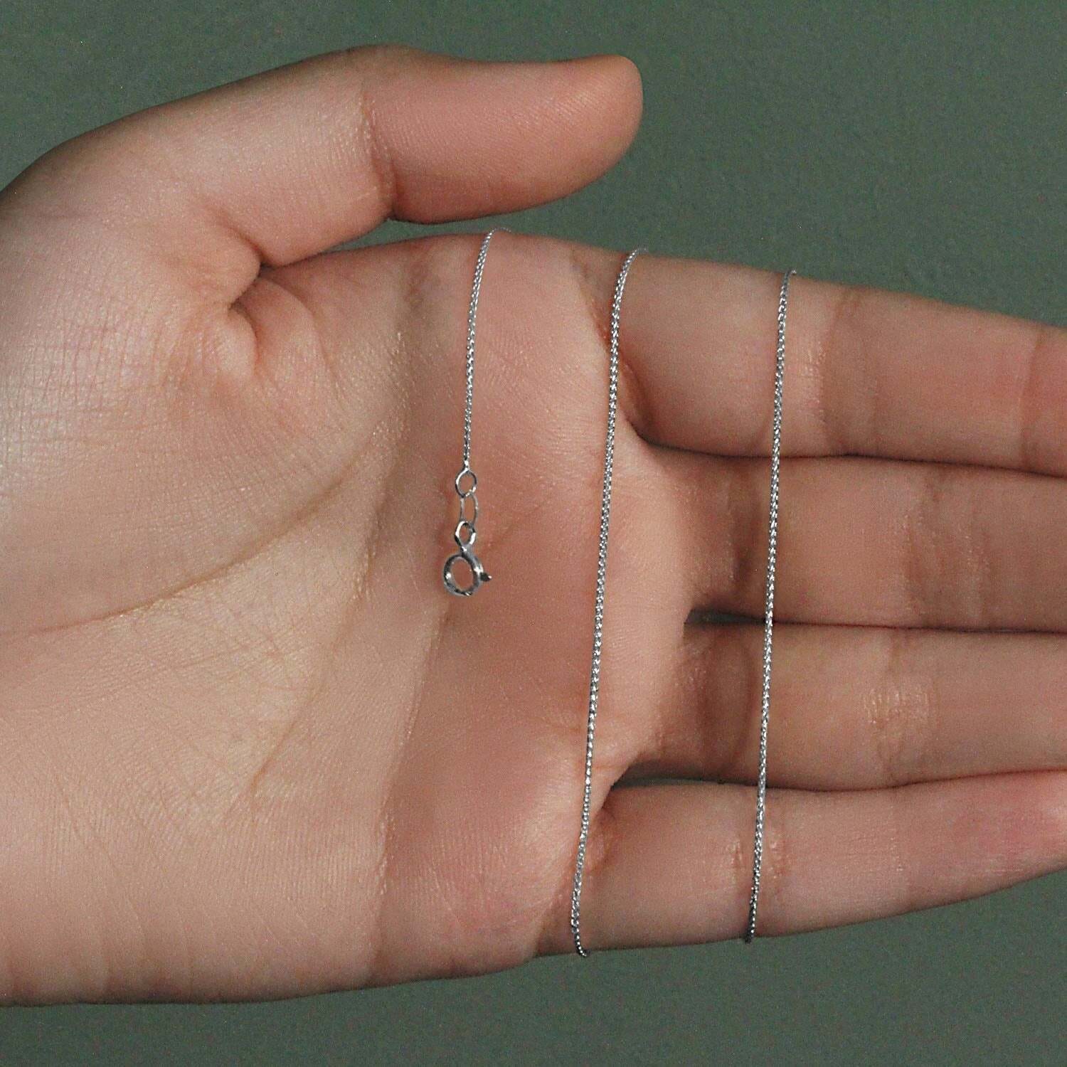 14k White Gold Diamond Cut Round Wheat Chain (0.60 mm) - Image 6