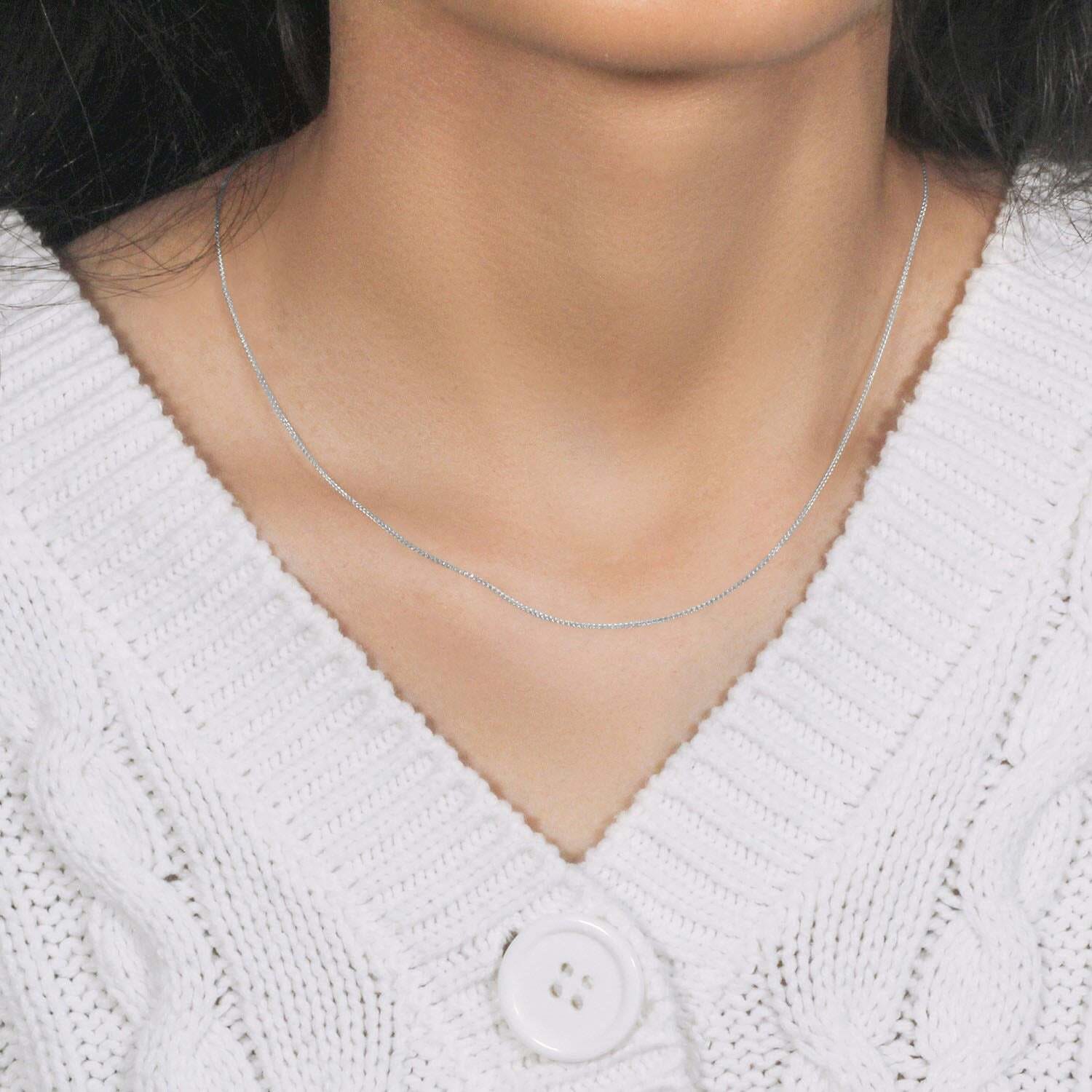 14k White Gold Diamond Cut Round Wheat Chain (0.60 mm) - Image 7