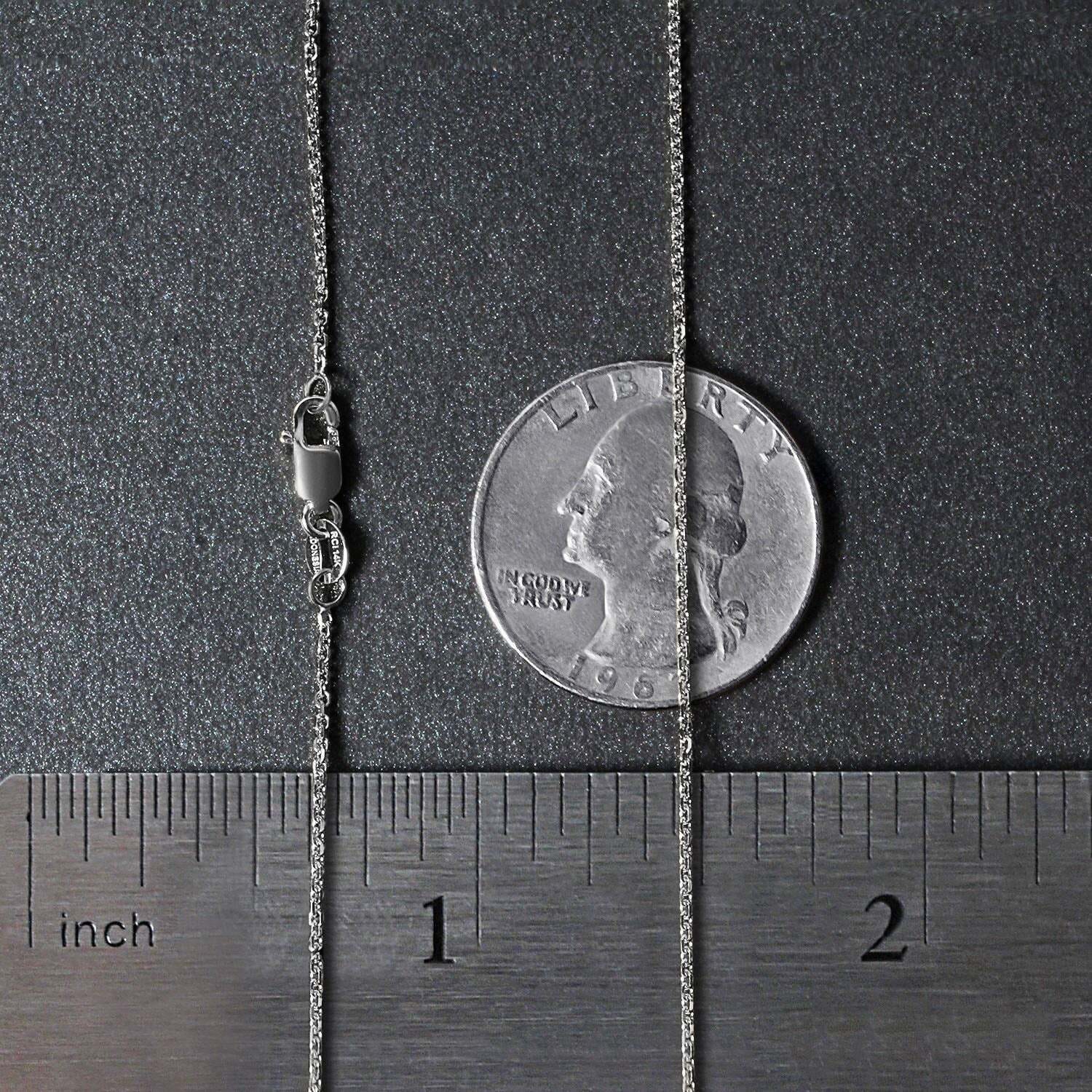 14k White Gold Diamond Cut Cable Link Chain (1.10 mm) - Image 3