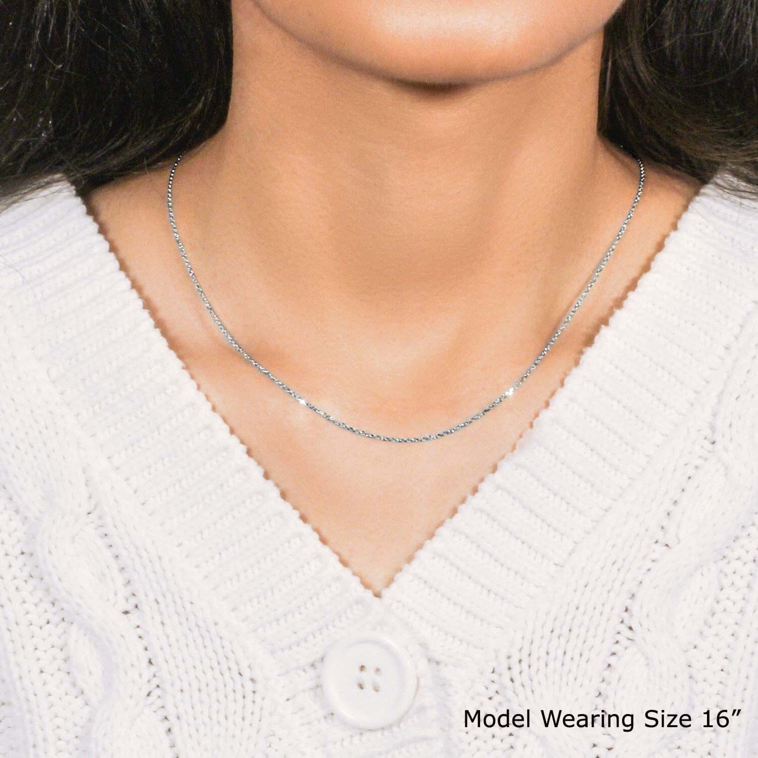 14k White Gold Diamond Cut Cable Link Chain (1.10 mm) - Image 4