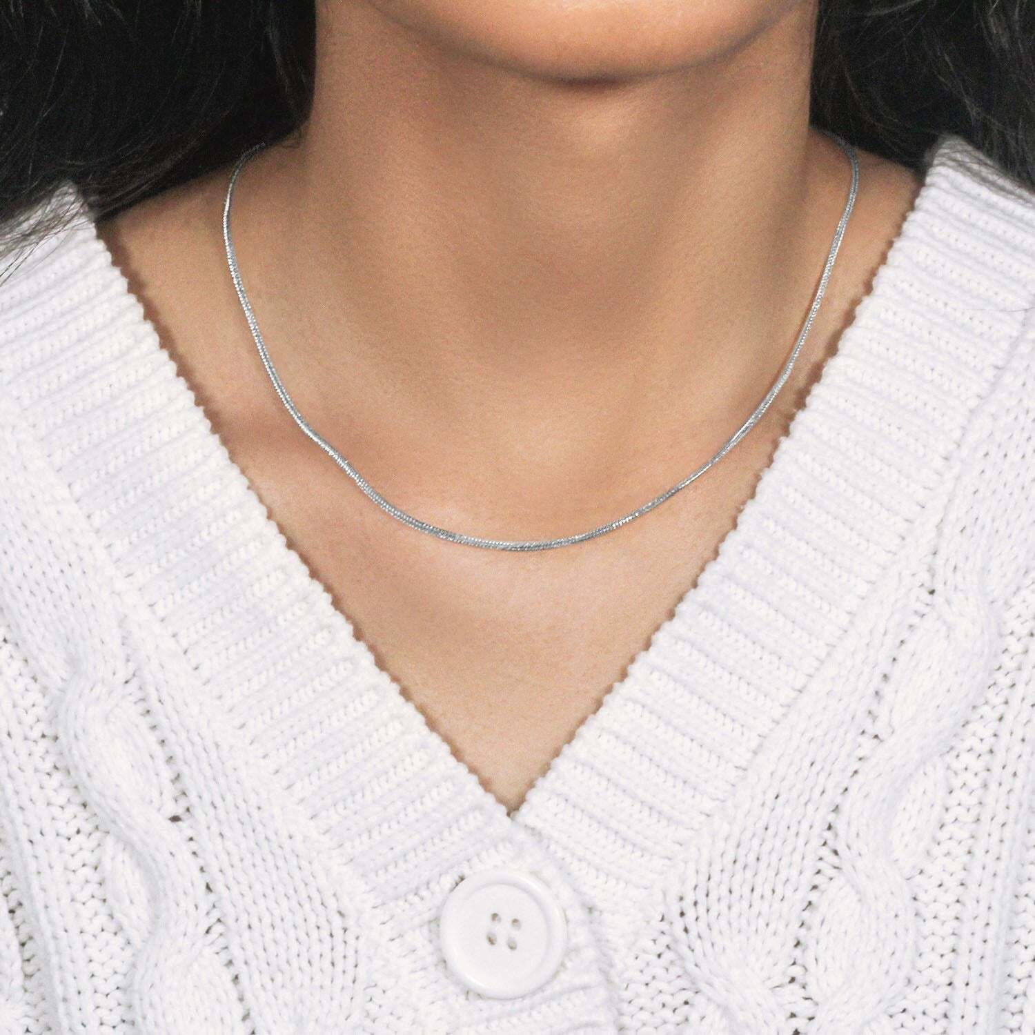 14k White Gold Foxtail Chain (1.00 mm) - Image 7