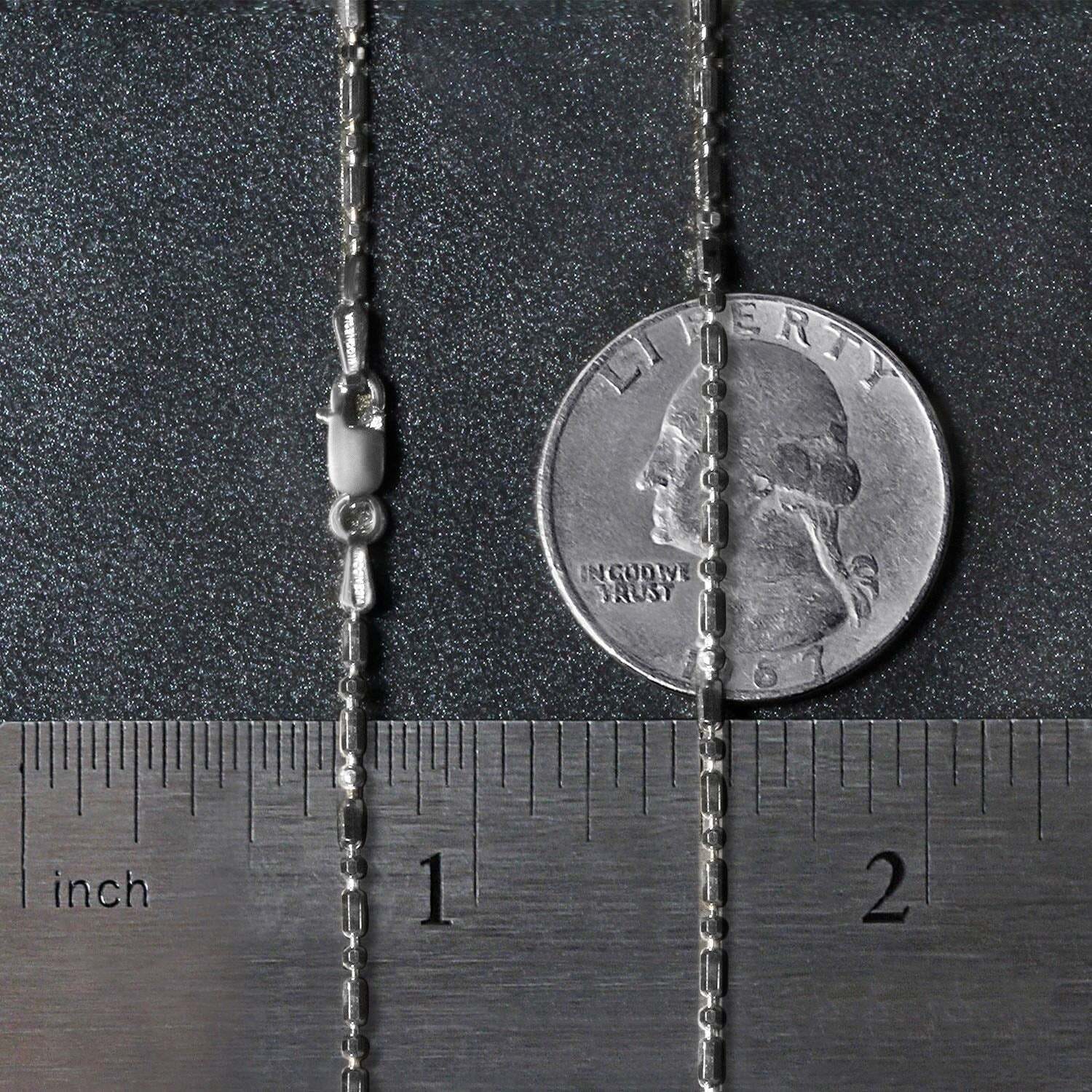 14k White Gold Diamond-Cut Alternating Bead Chain (1.30 mm) - Image 4