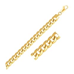 Category: Dropship Jewelry, SKU #59955-8.5, Title: Size: 8.5'' - 7.8mm 14k Yellow Gold Miami Cuban Semi Solid Bracelet