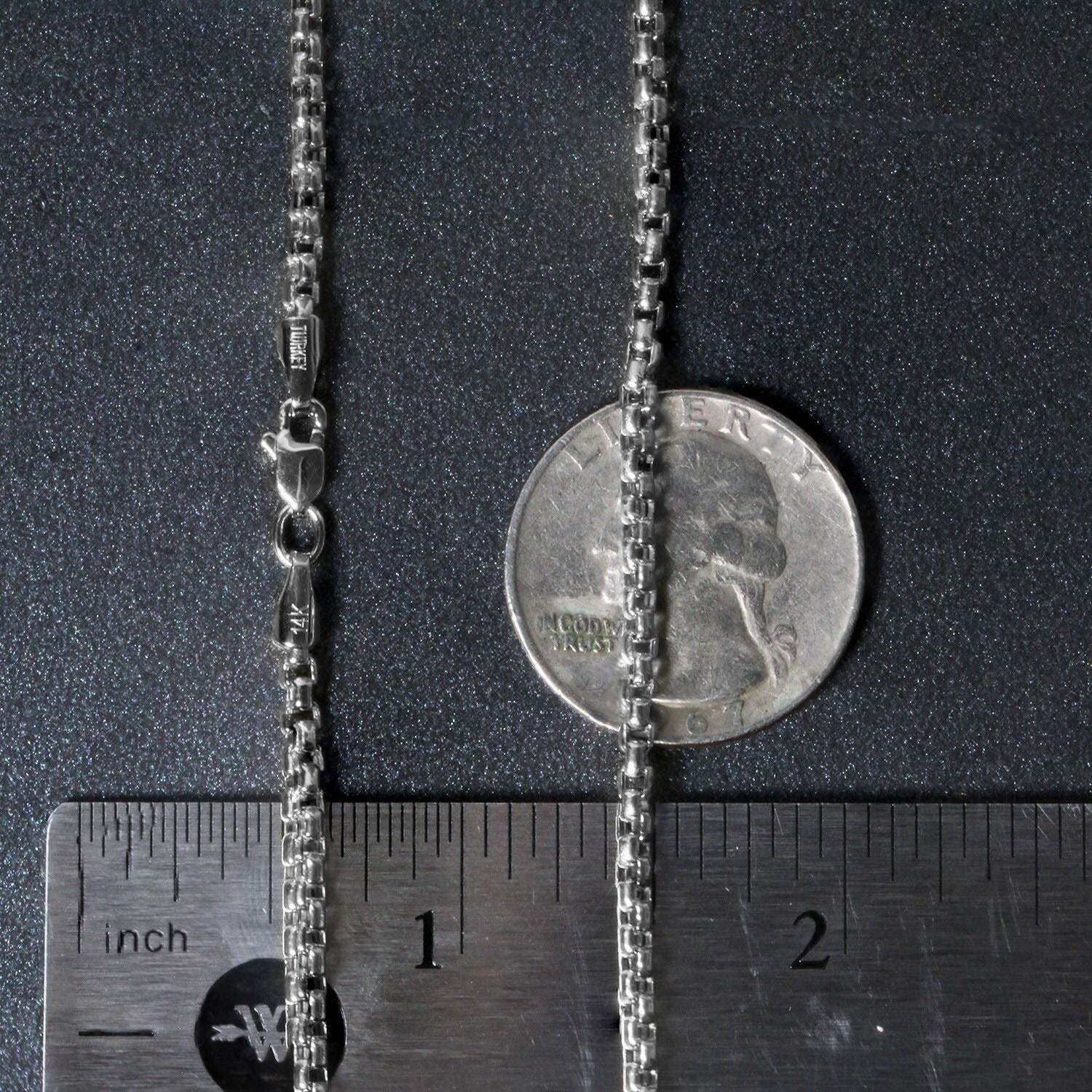 14k White Gold Round Box Chain (2.5 mm) - Image 5