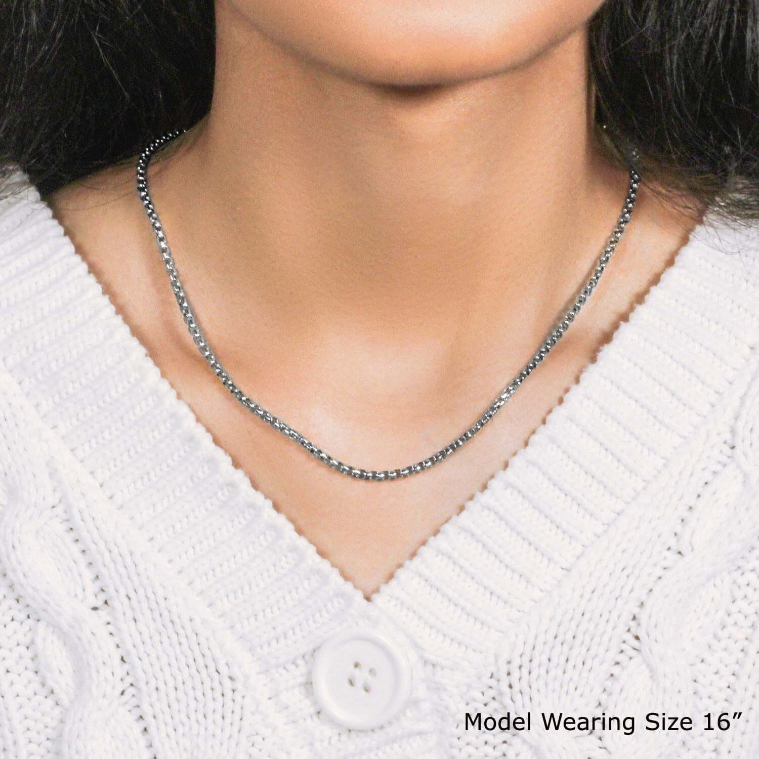 14k White Gold Round Box Chain (2.5 mm) - Image 7