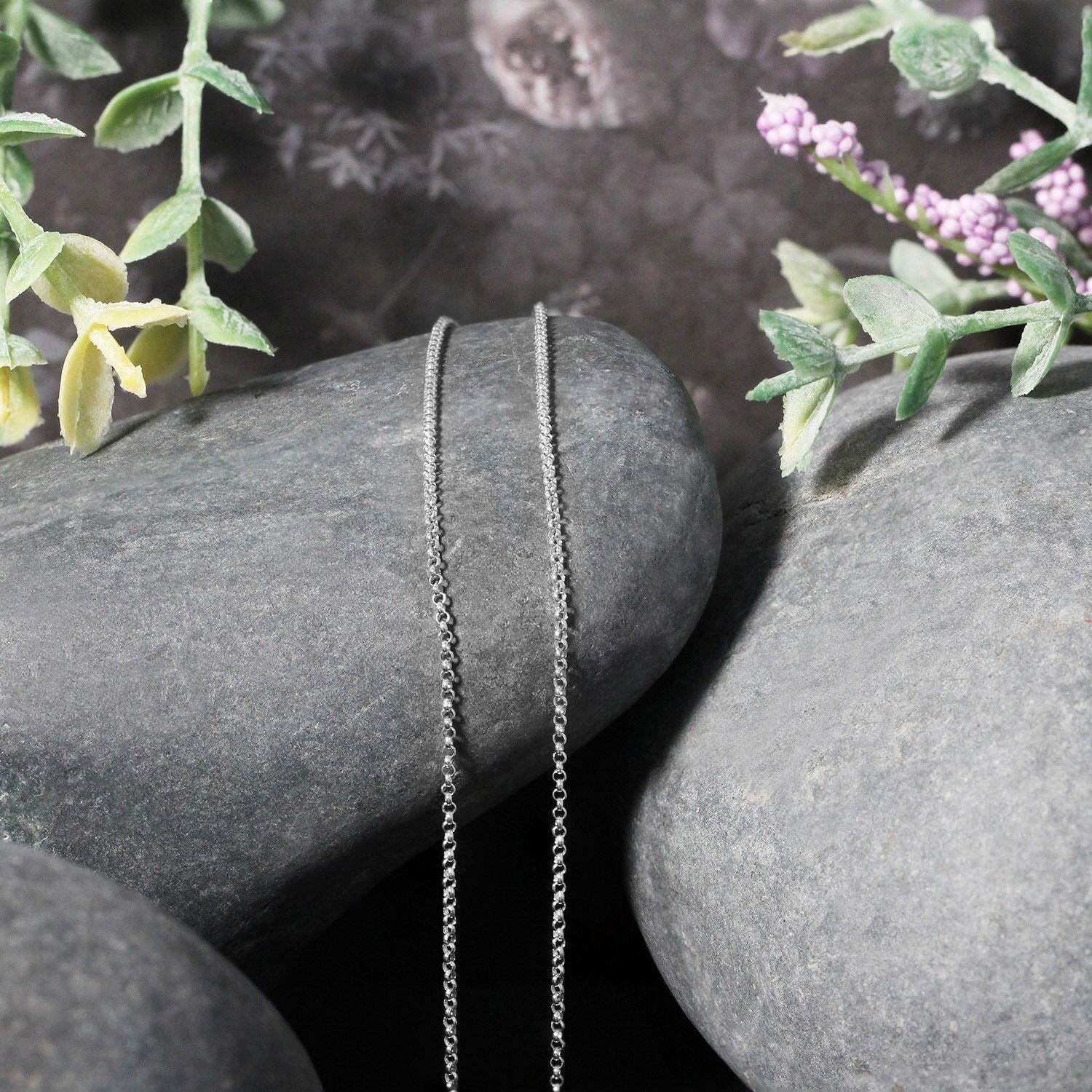 14k White Gold Diamond Cut Rolo Chain (1.10 mm) - Image 2