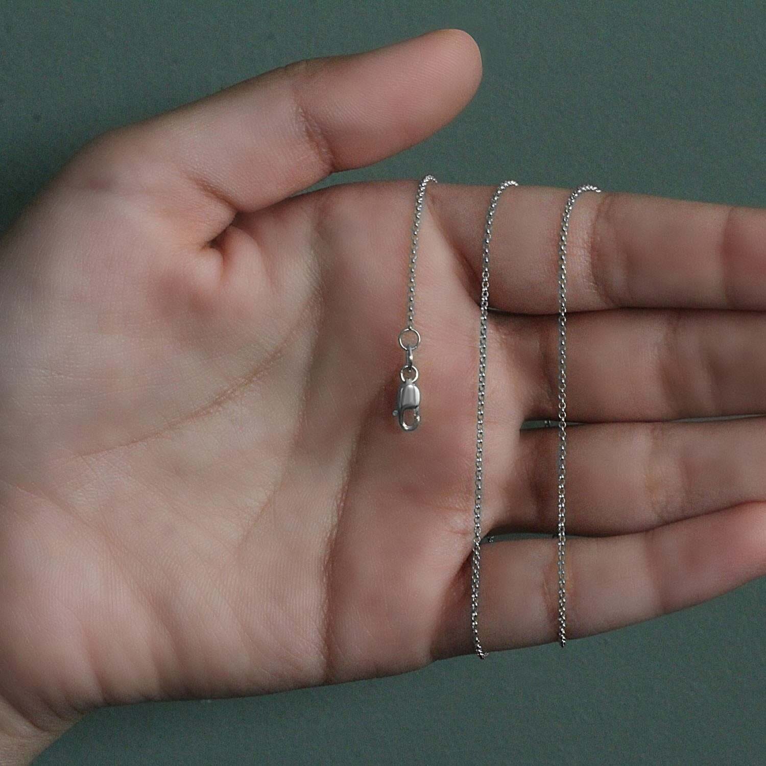 14k White Gold Diamond Cut Rolo Chain (1.10 mm) - Image 6