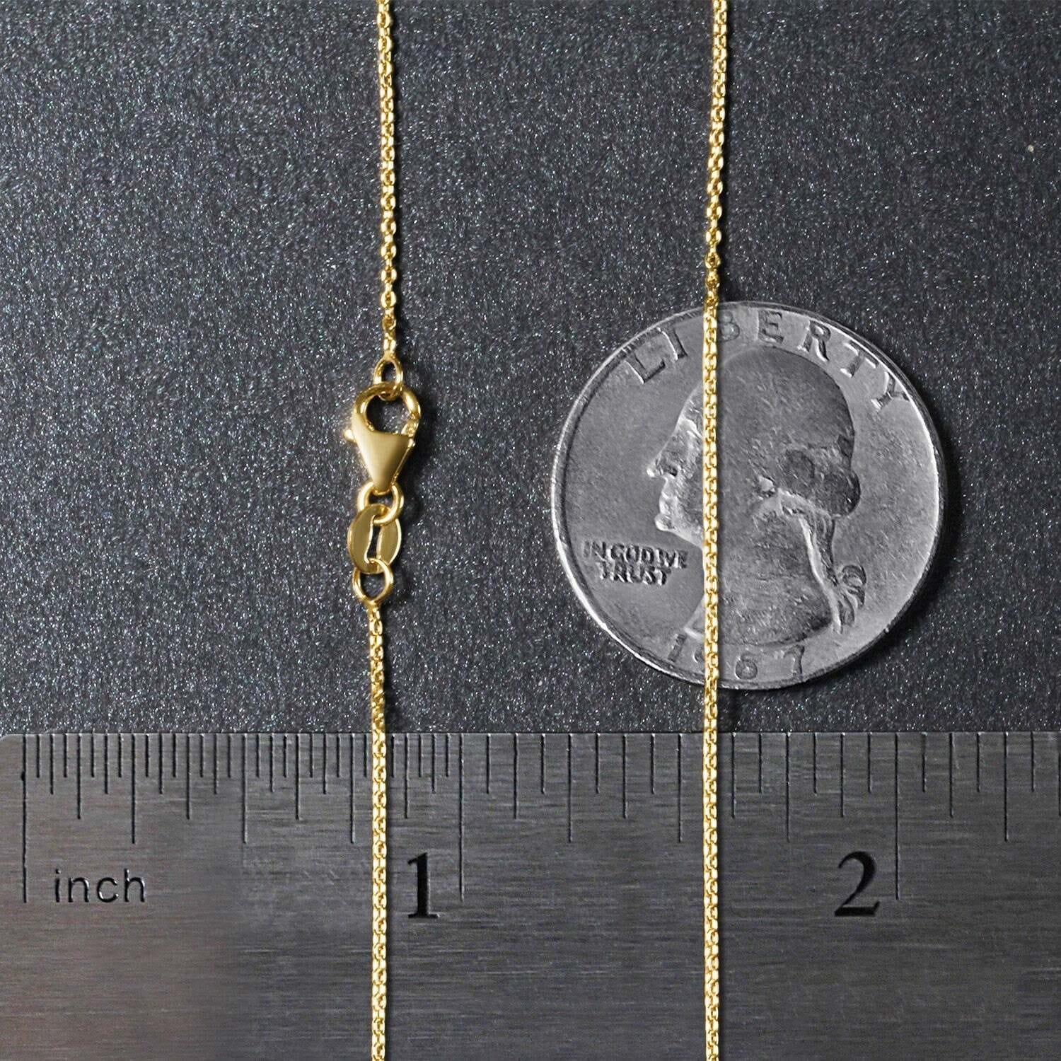 18k Yellow Gold Round Cable Link Chain (0.97 mm) - Image 6