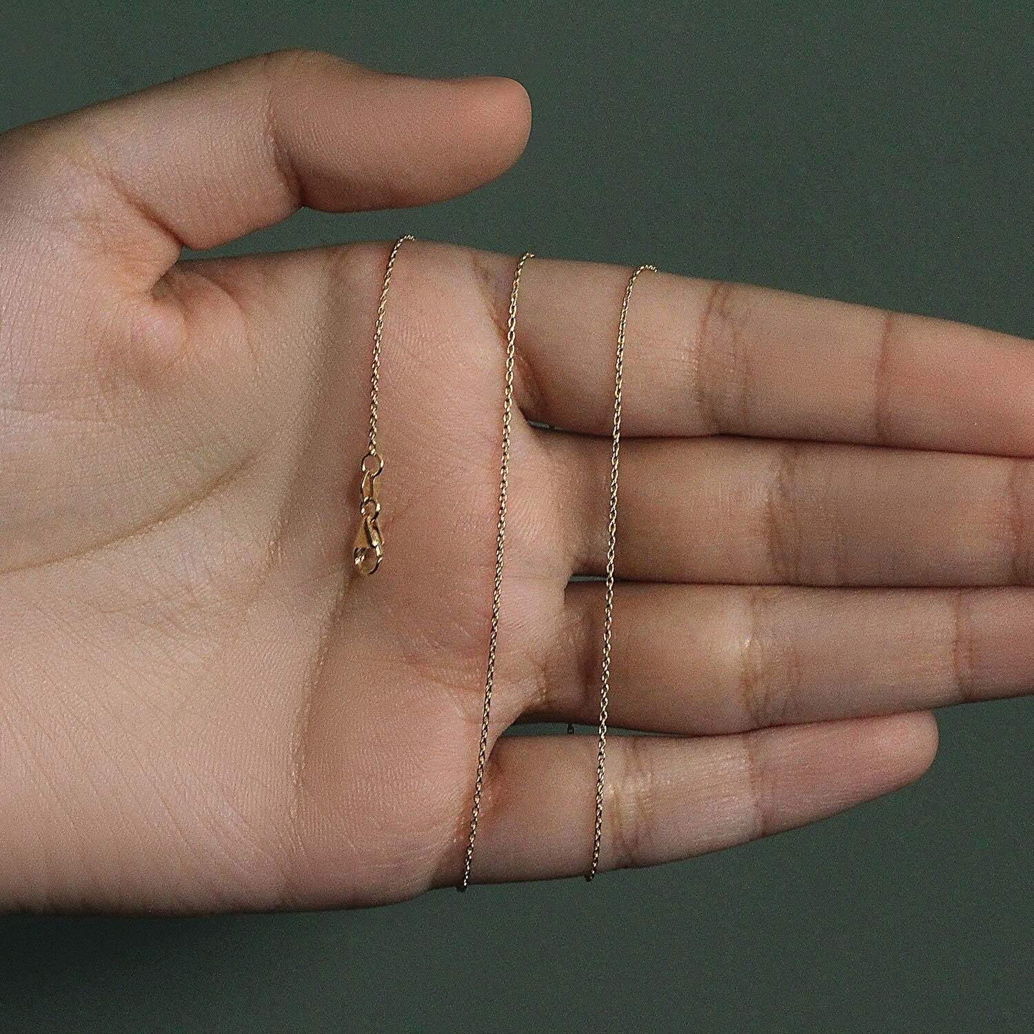 18k Yellow Gold Round Cable Link Chain (0.97 mm) - Image 7