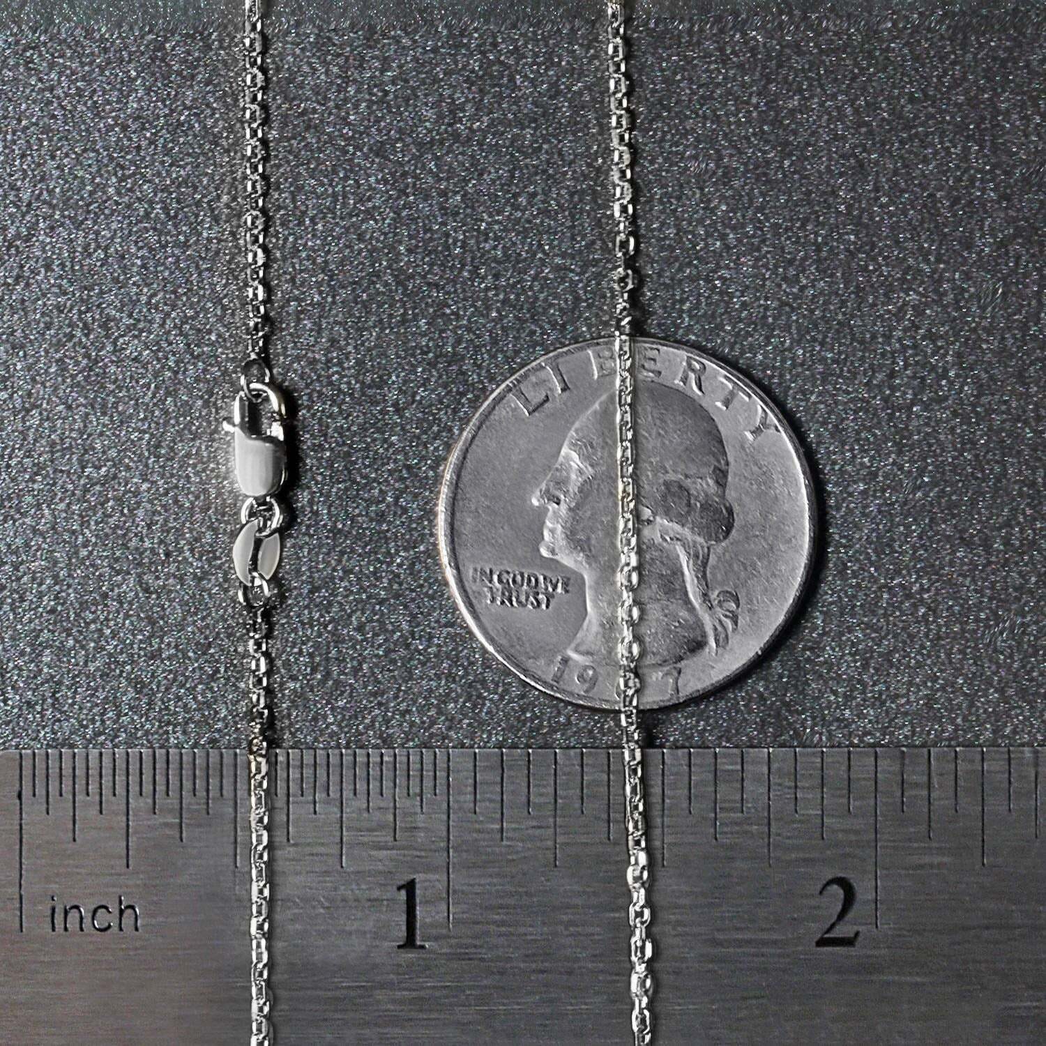 14k White Gold Diamond Cut Cable Link Chain (1.30 mm) - Image 4