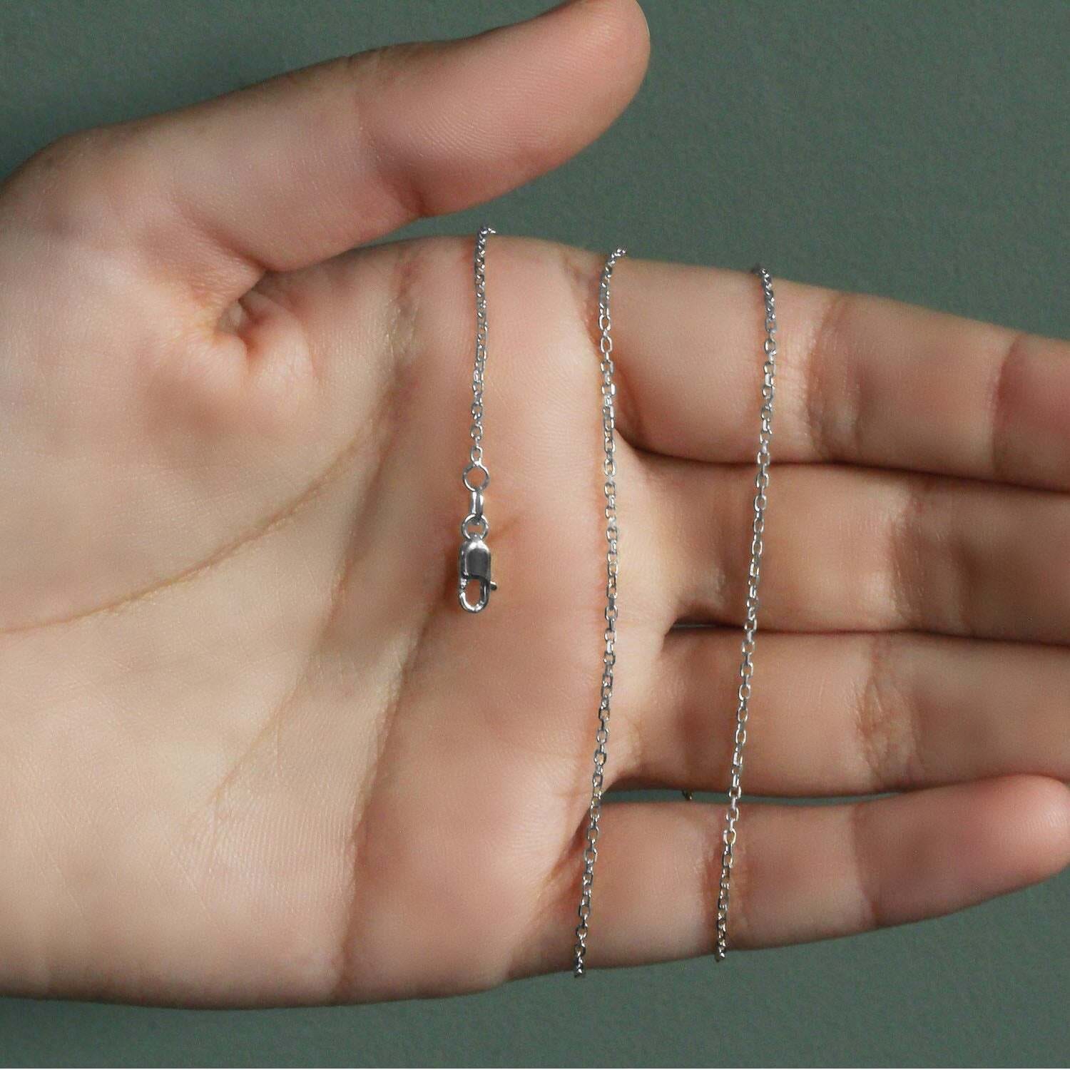 14k White Gold Diamond Cut Cable Link Chain (1.30 mm) - Image 5