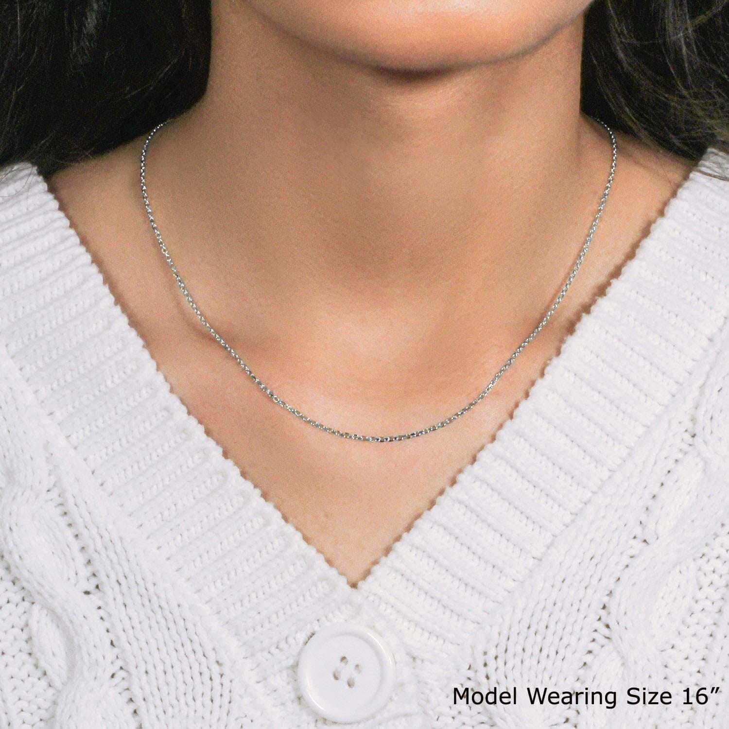 14k White Gold Diamond Cut Cable Link Chain (1.30 mm) - Image 6