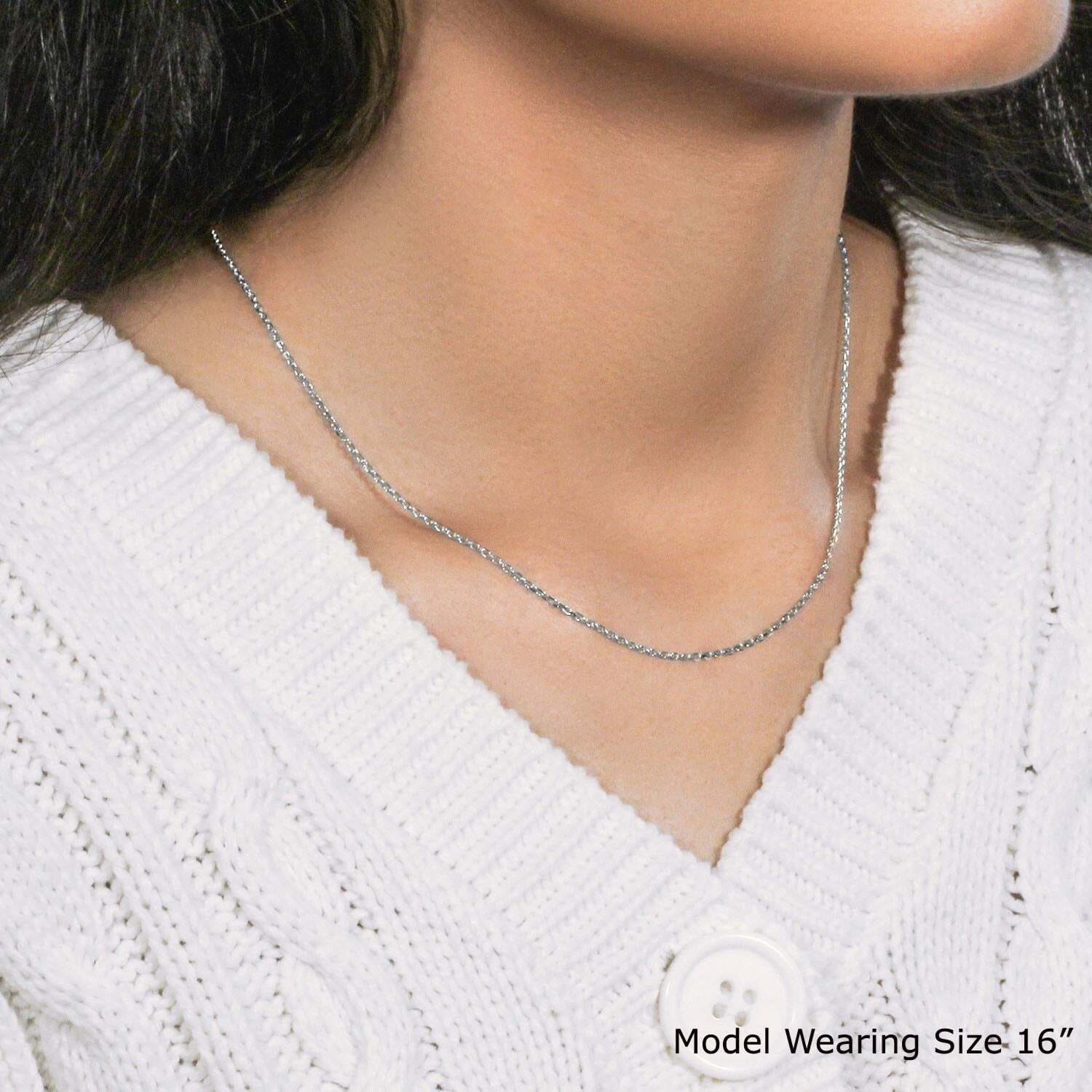 14k White Gold Diamond Cut Cable Link Chain (1.30 mm) - Image 7