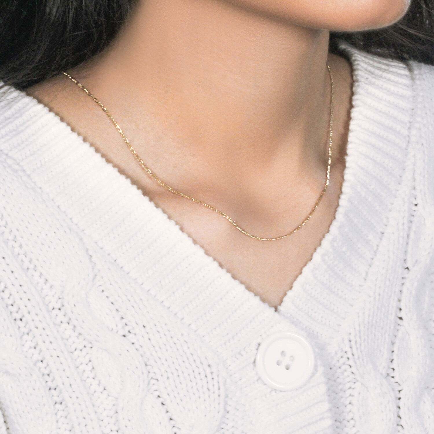 14k Yellow Gold Solid Figaro Chain (1.30 mm) - Image 4