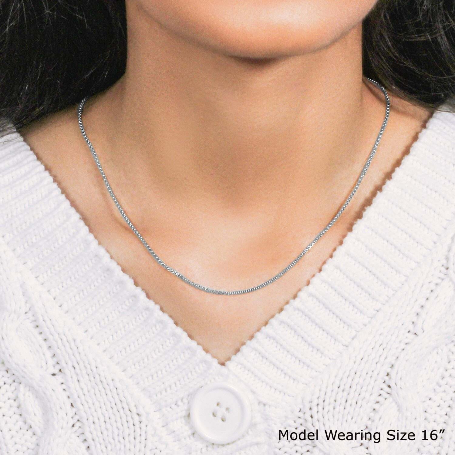 14k White Gold Round Box Chain (1.3 mm) - Image 7
