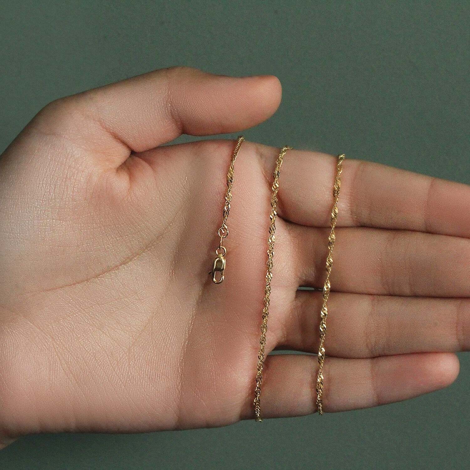 14k Yellow Gold Singapore Chain (1.80 mm) - Image 4
