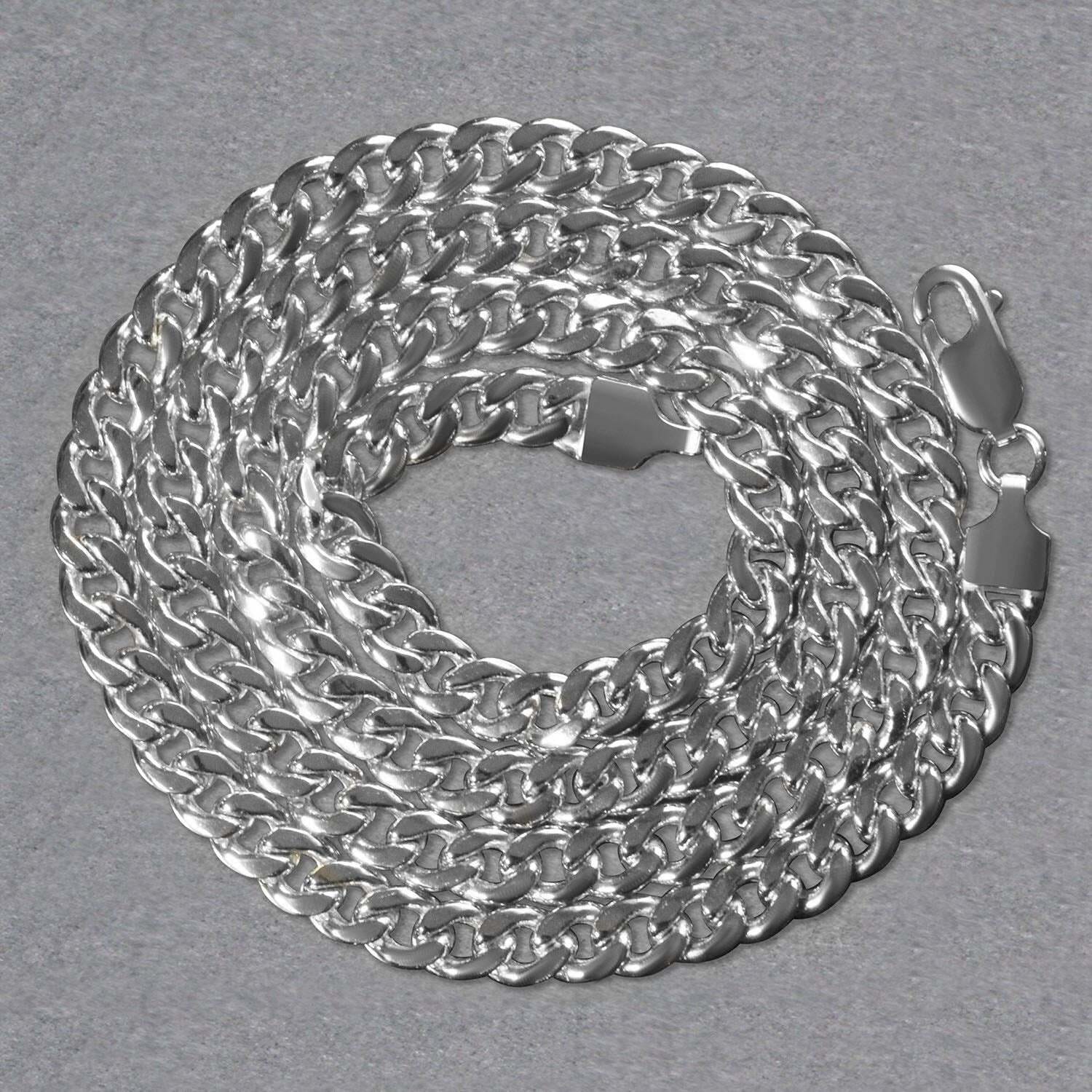 14k White Gold Miami Cuban Semi Solid Chain (5.50 mm) - Image 5