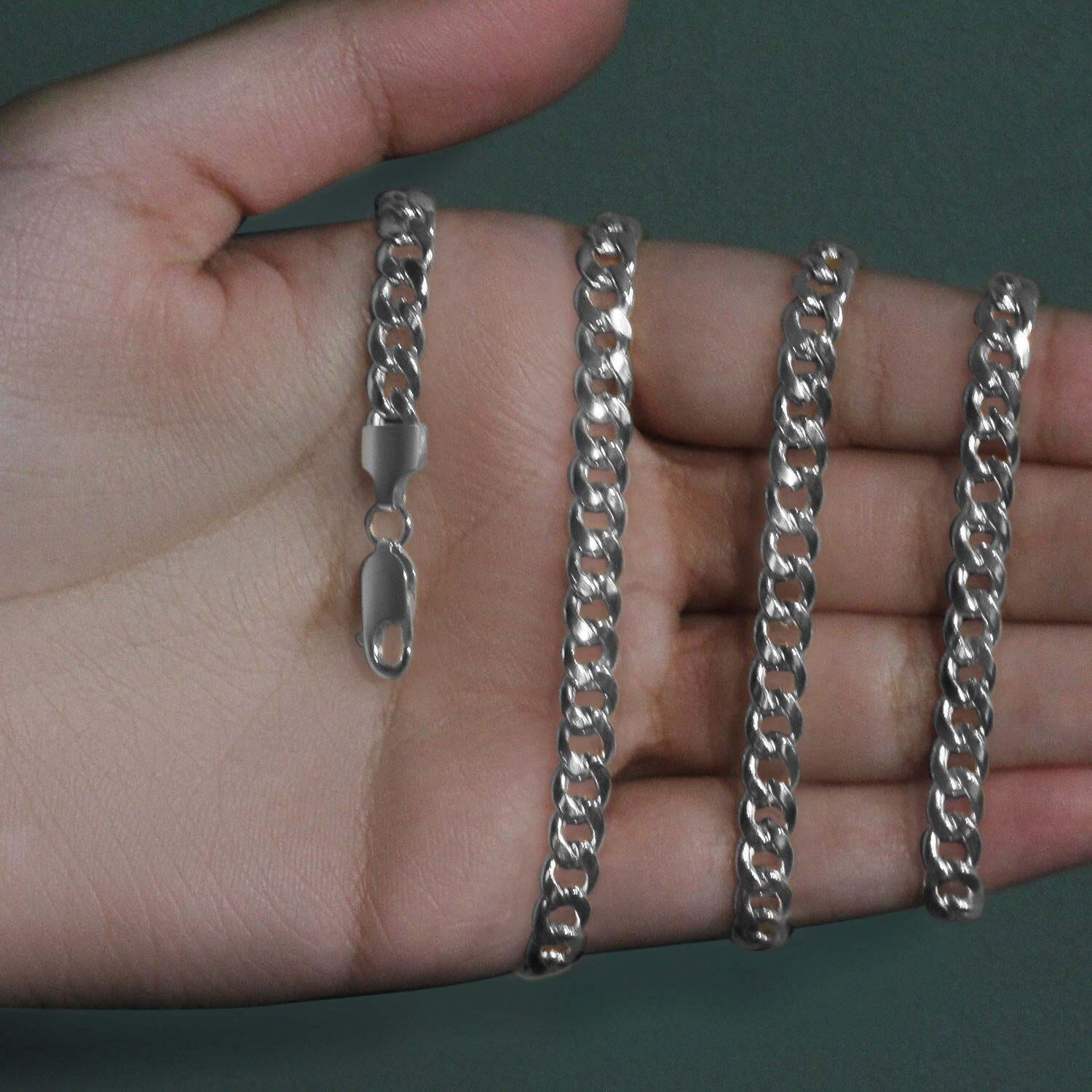 14k White Gold Miami Cuban Semi Solid Chain (5.50 mm) - Image 7