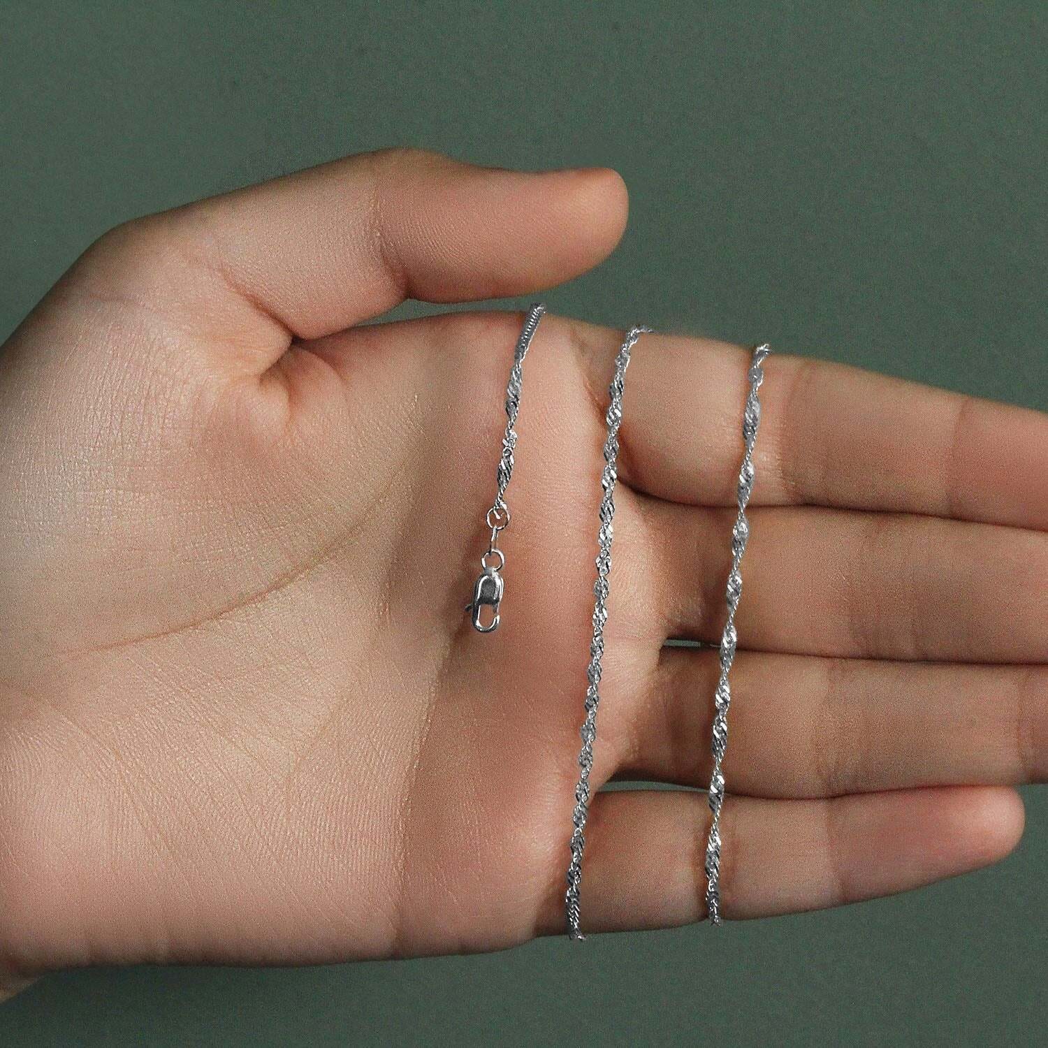 14k White Gold Singapore Chain (1.80 mm) - Image 5