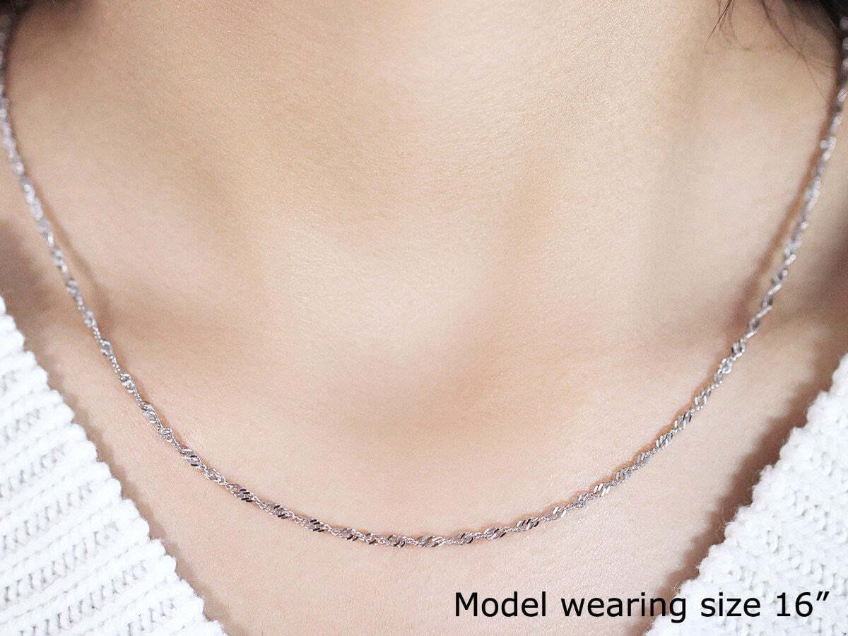 14k White Gold Singapore Chain (1.80 mm) - Image 6