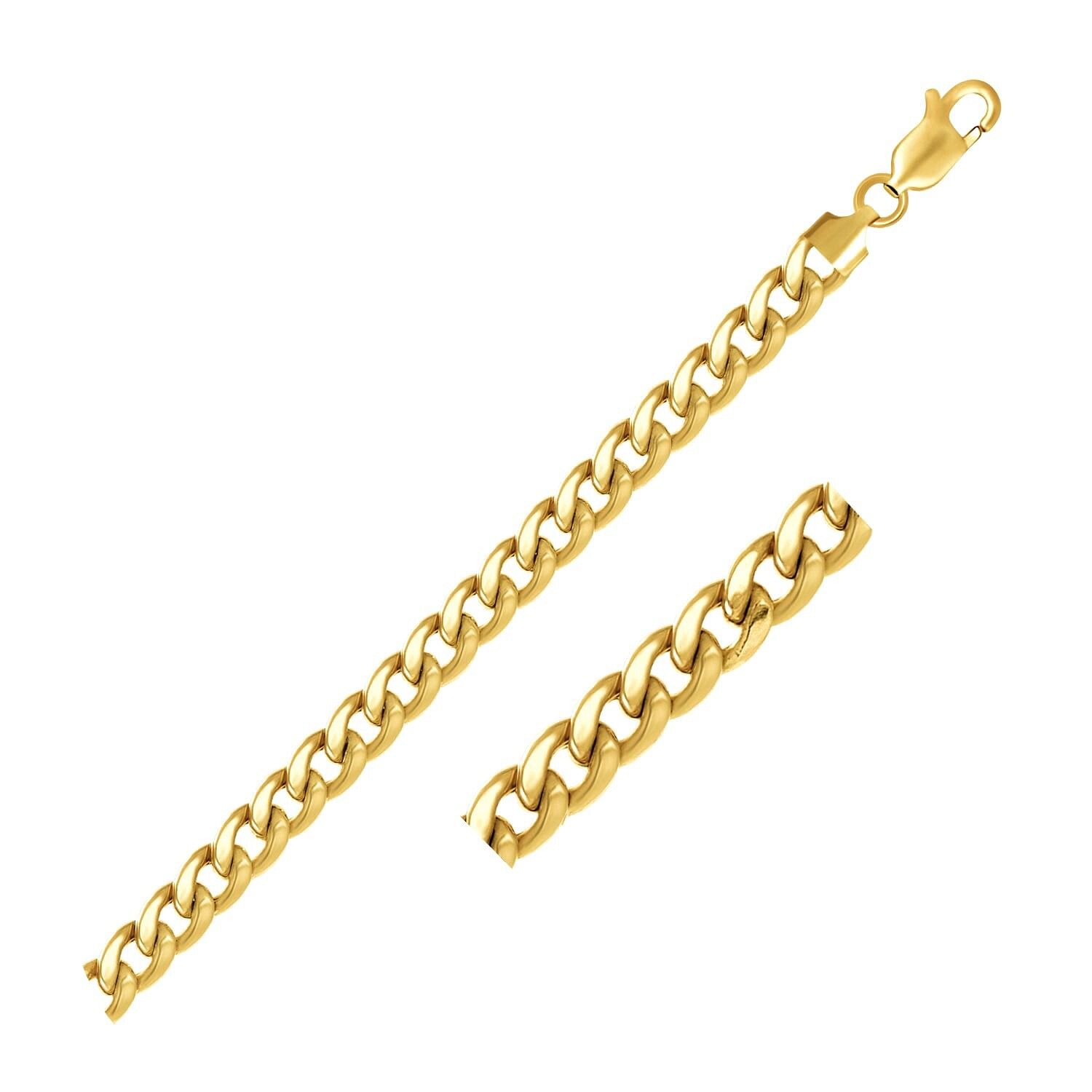 Size: 8.5” – 6.7mm 14k Yellow Gold Miami Cuban Semi Solid Bracelet