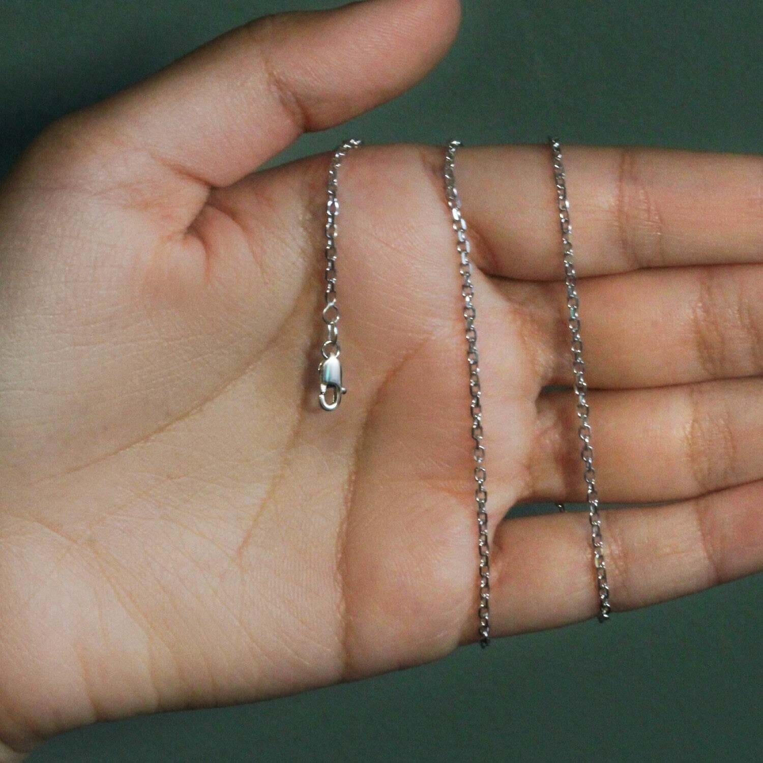 18k White Gold Diamond Cut Cable Link Chain (1.90 mm) - Image 6