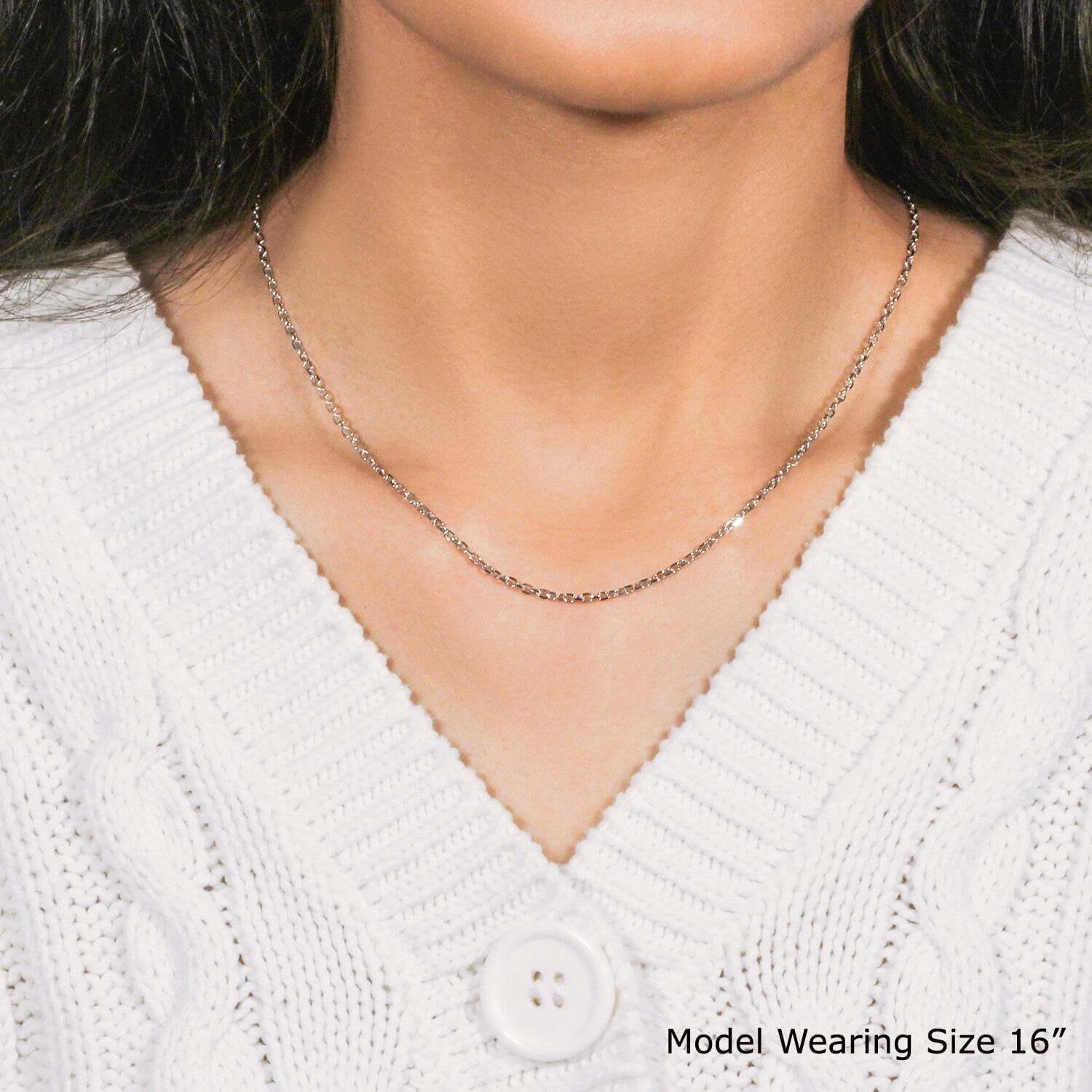 18k White Gold Diamond Cut Cable Link Chain (1.90 mm) - Image 7
