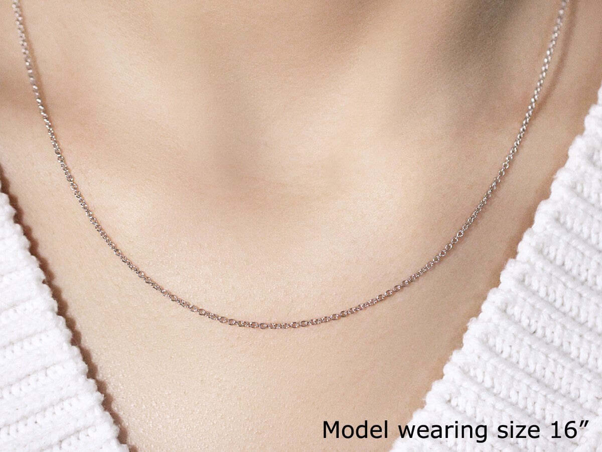 14k White Gold Round Cable Link Chain (1.30 mm) - Image 2