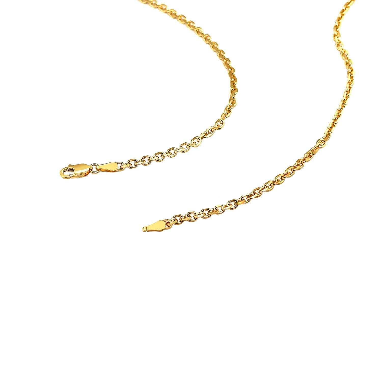 18k Yellow Gold Diamond Cut Cable Link Chain (2.60 mm) - Image 2