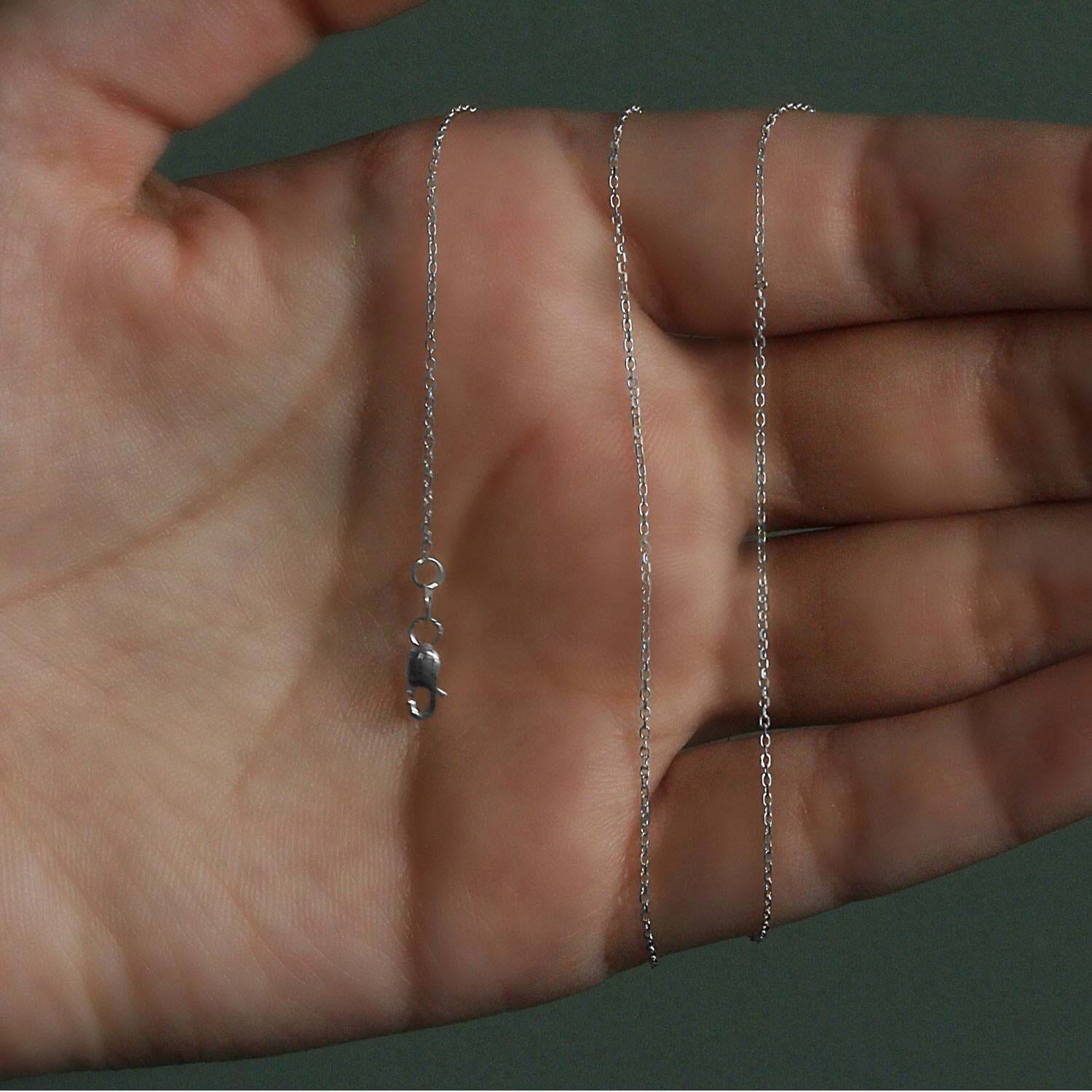 18k White Gold Diamond Cut Cable Link Chain (0.80 mm) - Image 7