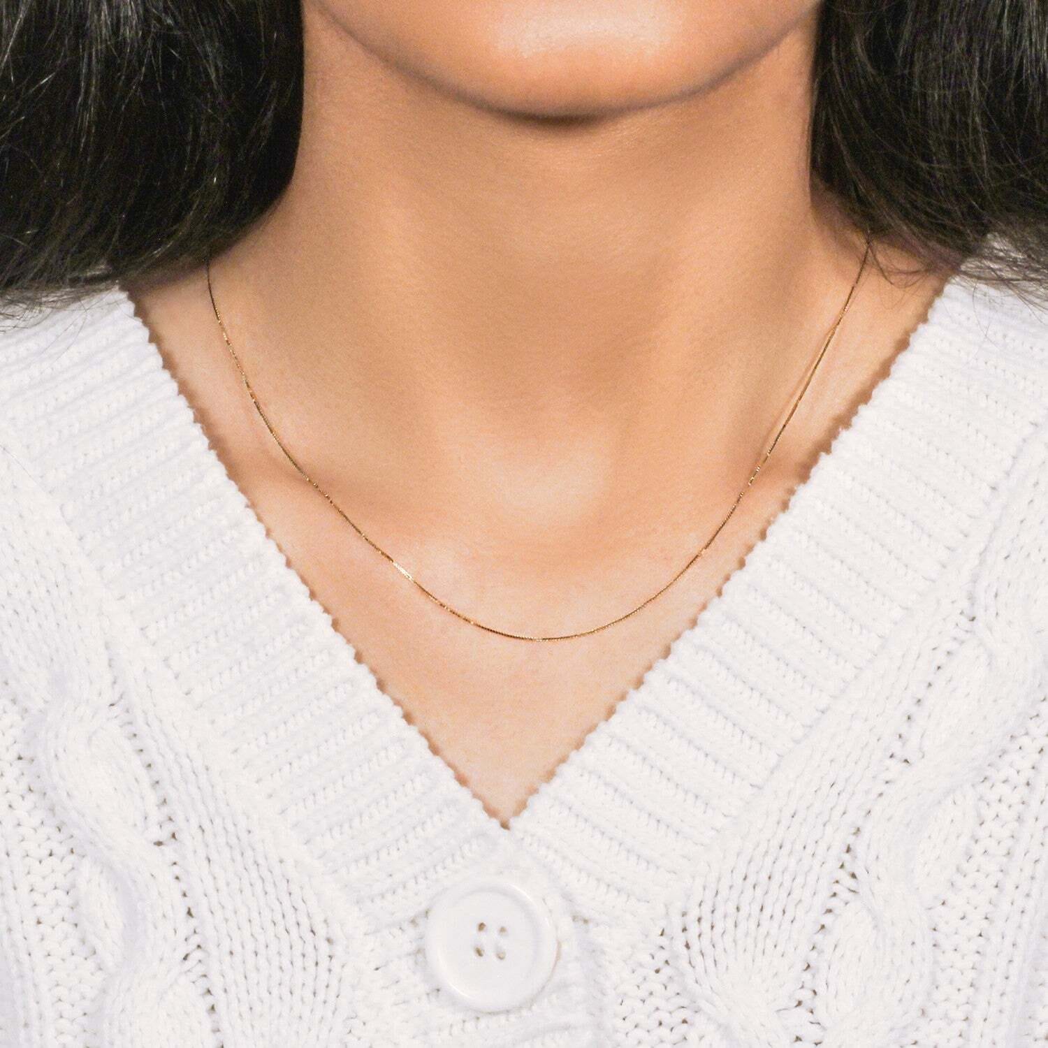 18k Yellow Gold Box Chain 0.6mm (0.60 mm) - Image 7