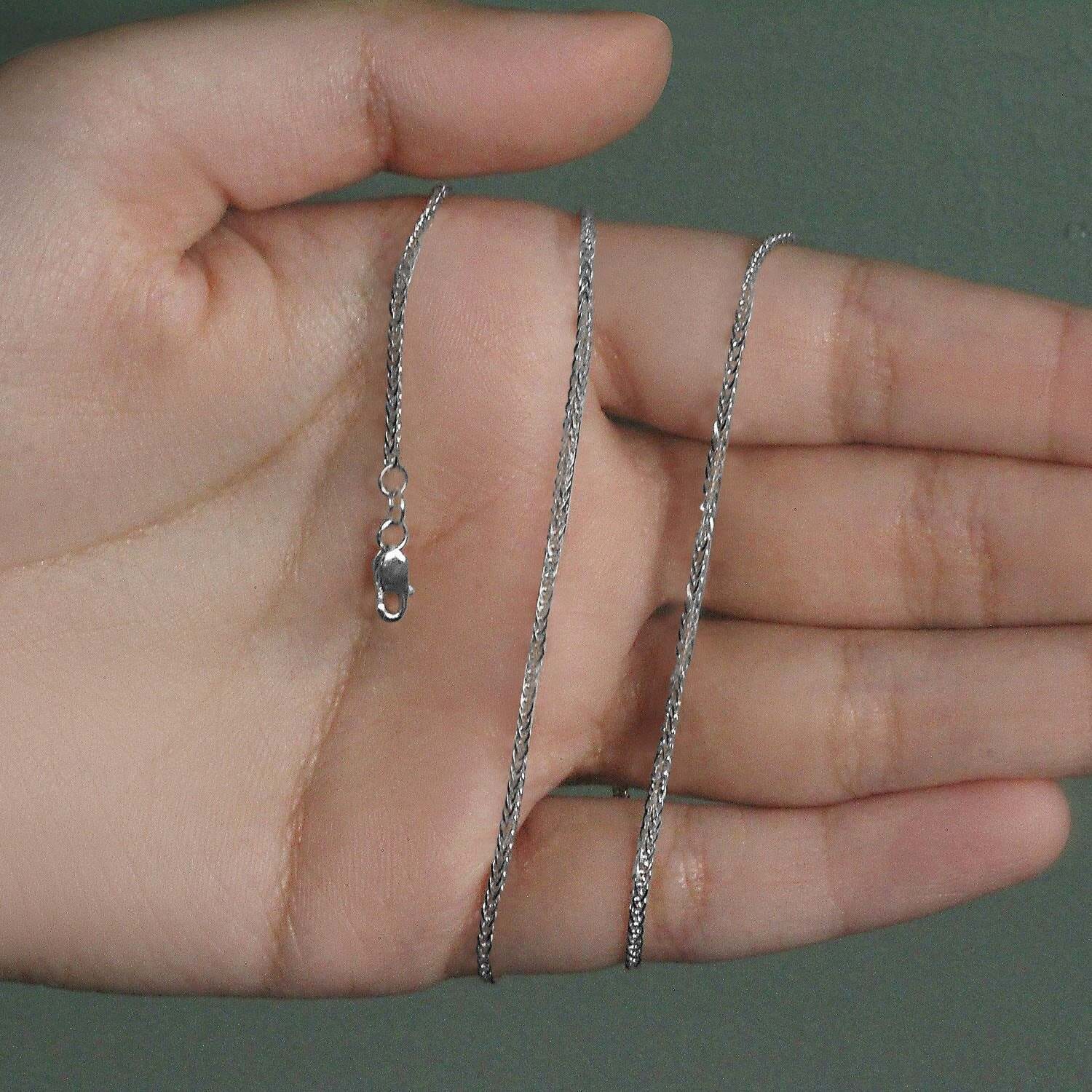 14k White Gold Square Wheat Chain (1.80 mm) - Image 4