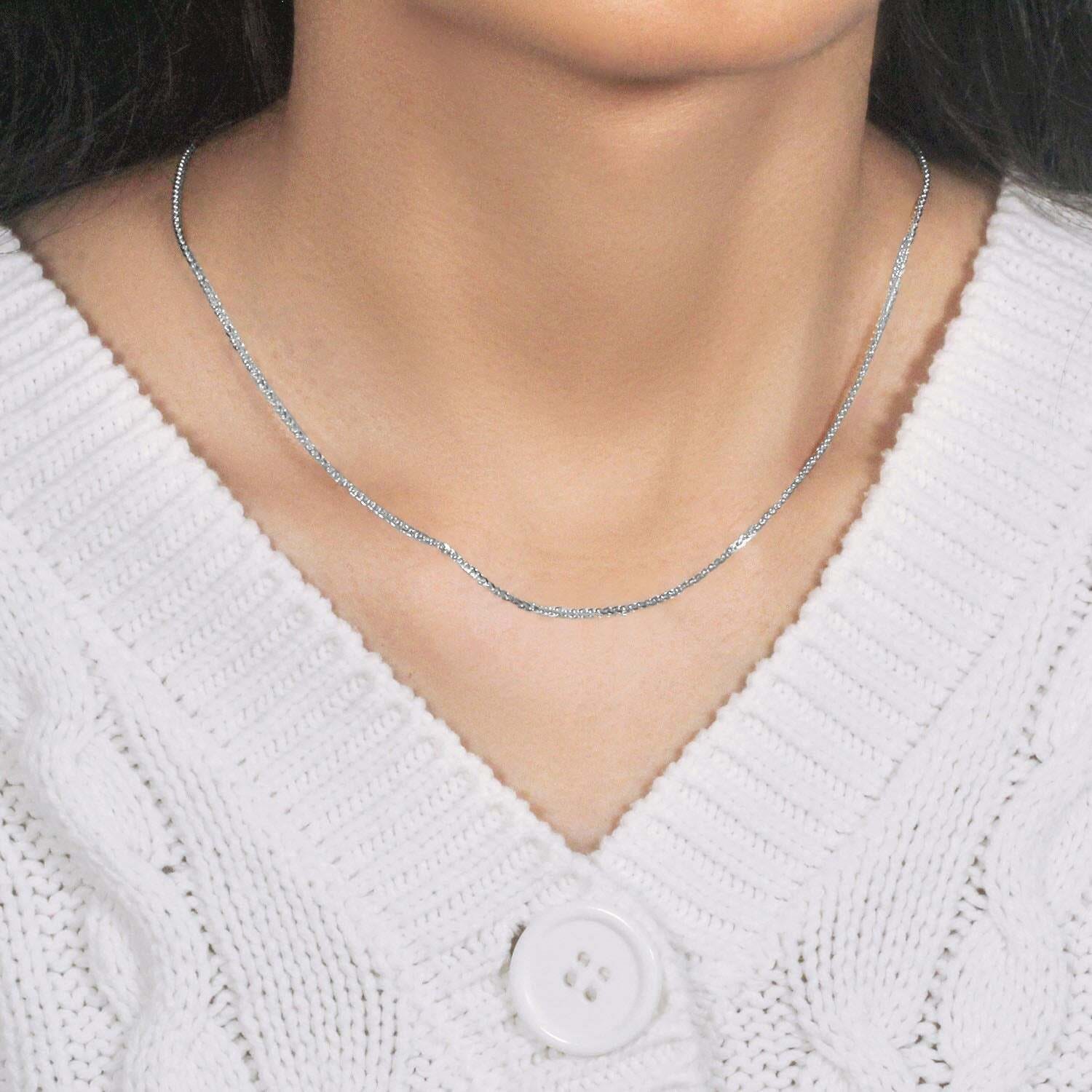 14k White Gold Square Wheat Chain (1.80 mm) - Image 5