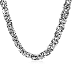 Category: Dropship Jewelry, SKU #86093-18, Title: Size: 18'' - 14k White Gold Byzantine Motif Chain Necklace